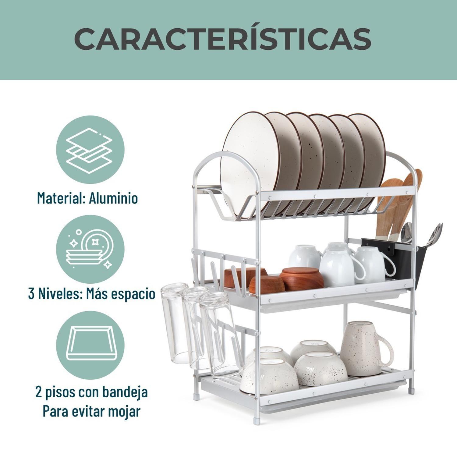 Secaplatos Escurridor 3 Niveles Aluminio 100% Inoxidable-2