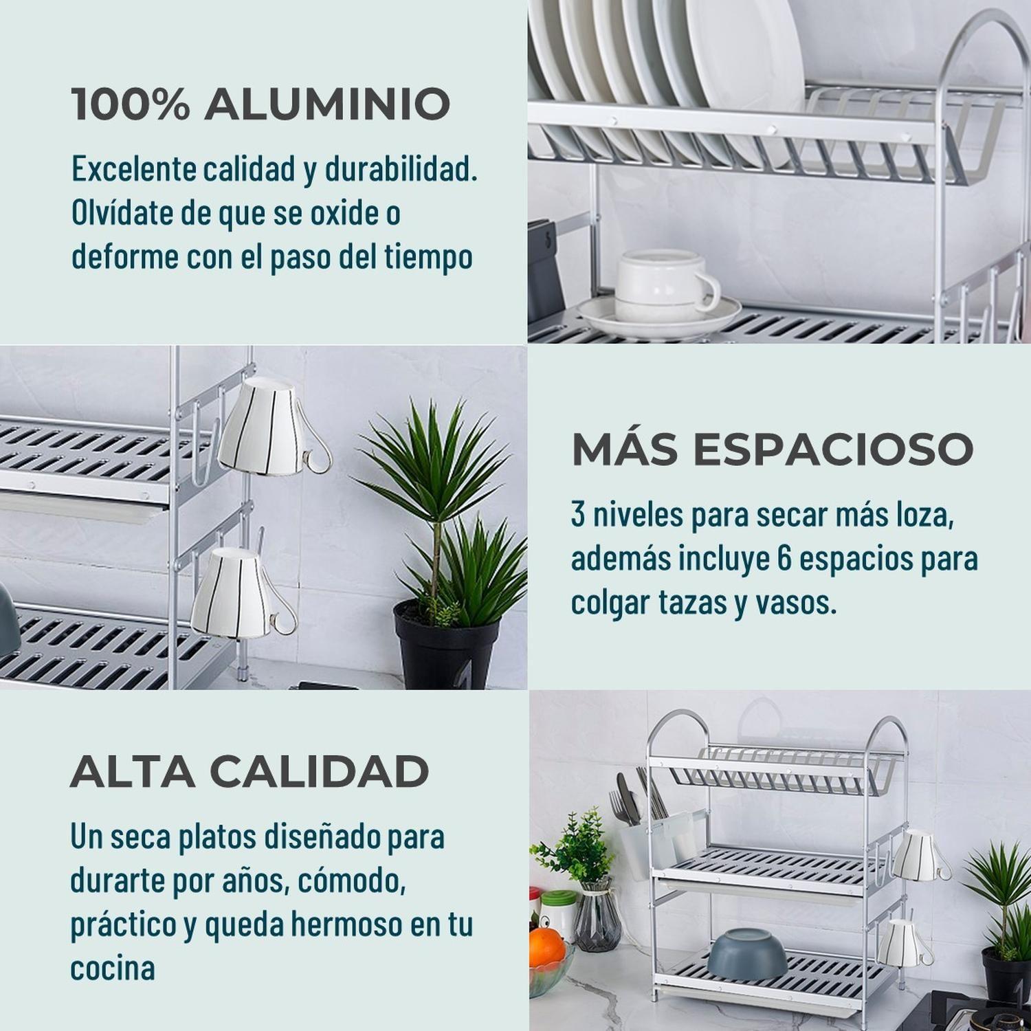 Secaplatos Escurridor 3 Niveles Aluminio 100% Inoxidable-3