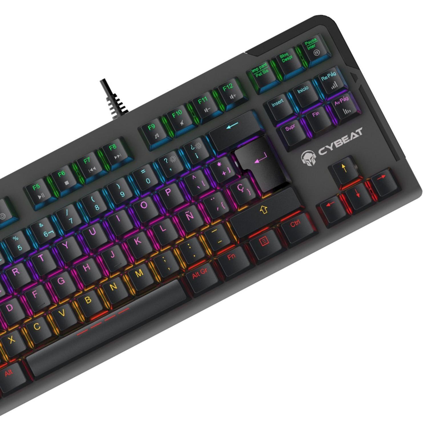 Teclado Gamer Mecanico Cybeat Español Blue Antighosting Led-1