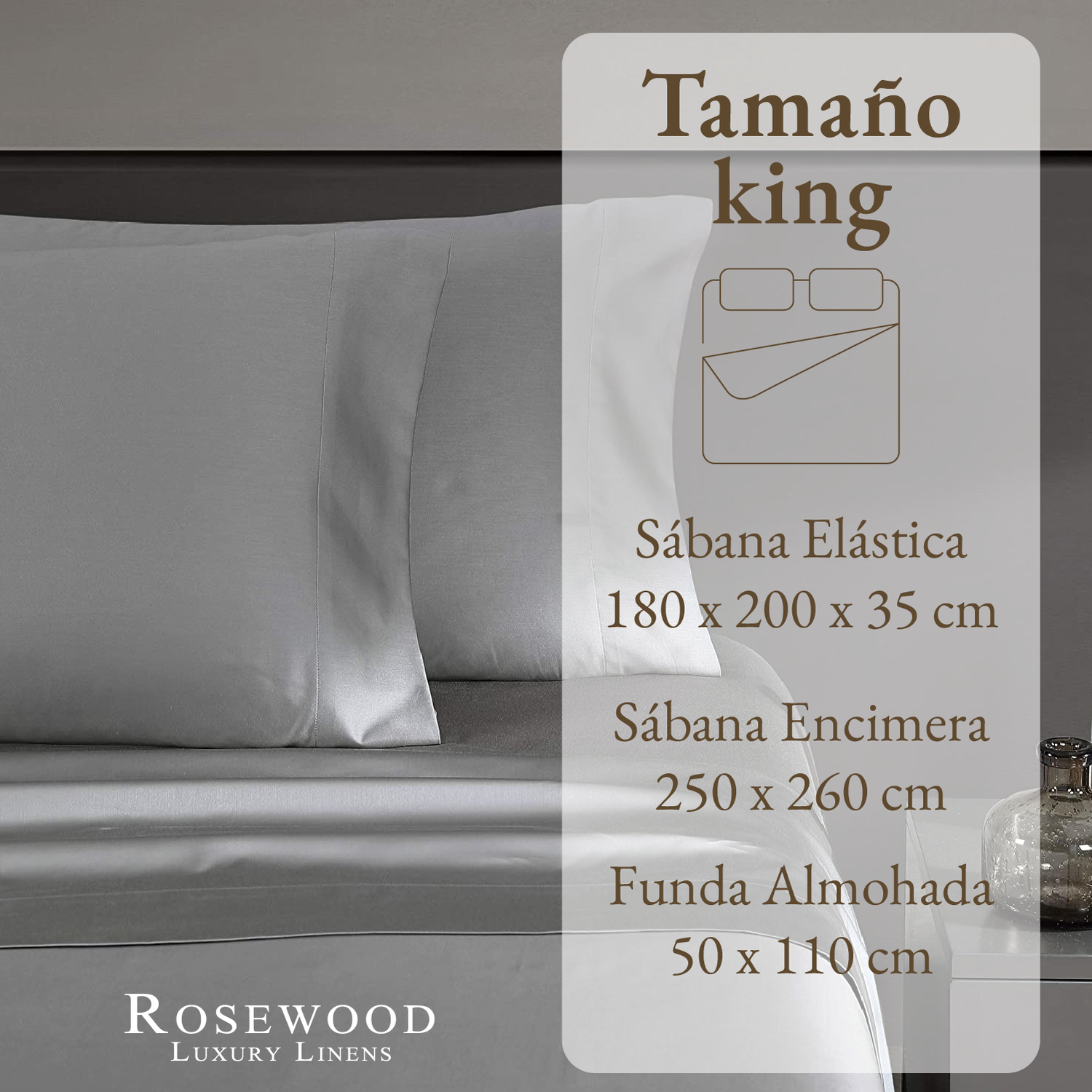 Sabanas Juego 300 Hilos 100% Algodon  Tamano Unico King - Blanco Tamano Unico King - Silver-7