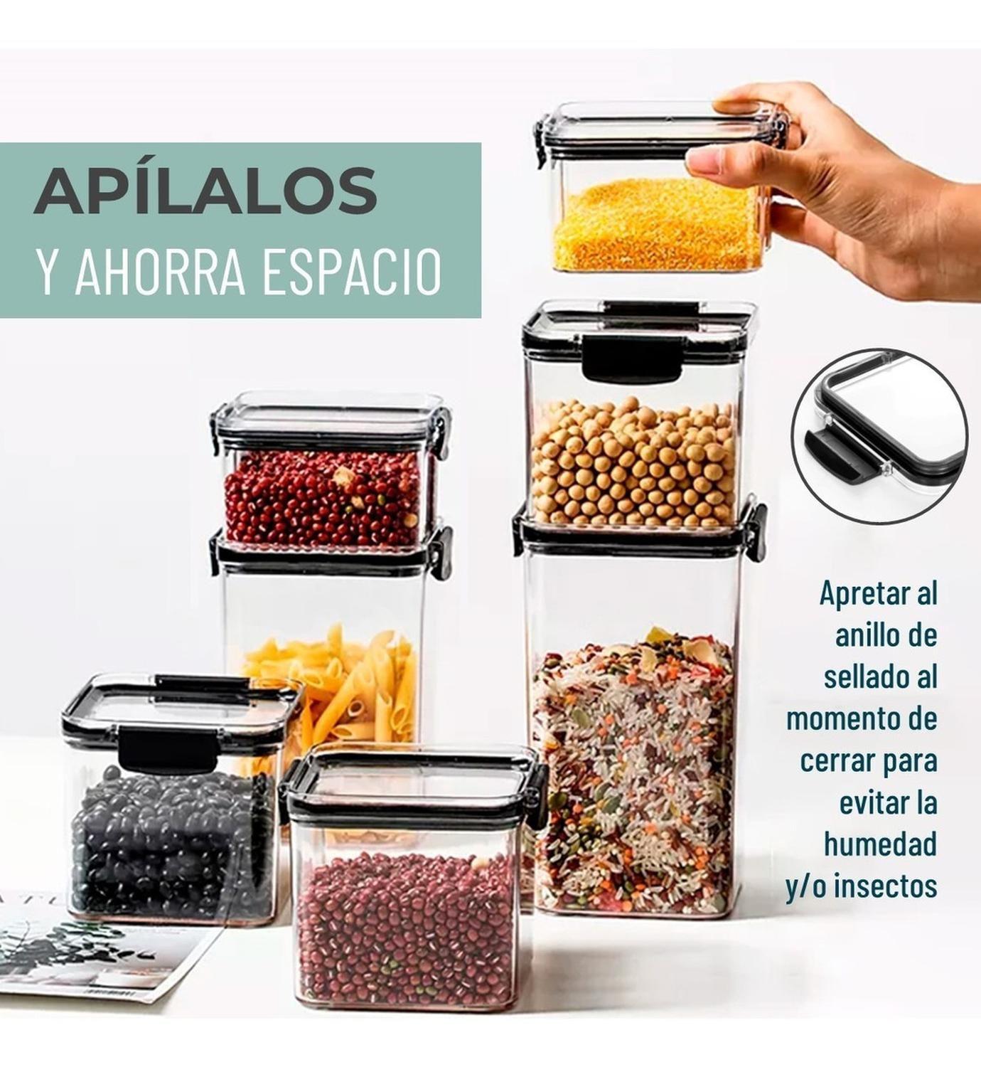 Contenedores Alimento Hermeticos Apilable Set 6 Cierre Facil-1