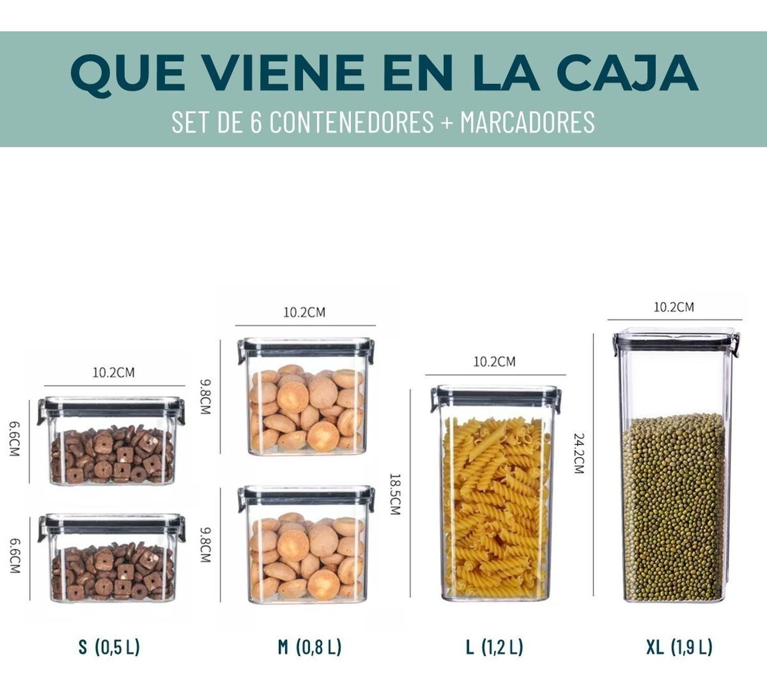 Contenedores Alimento Hermeticos Apilable Set 6 Cierre Facil-5