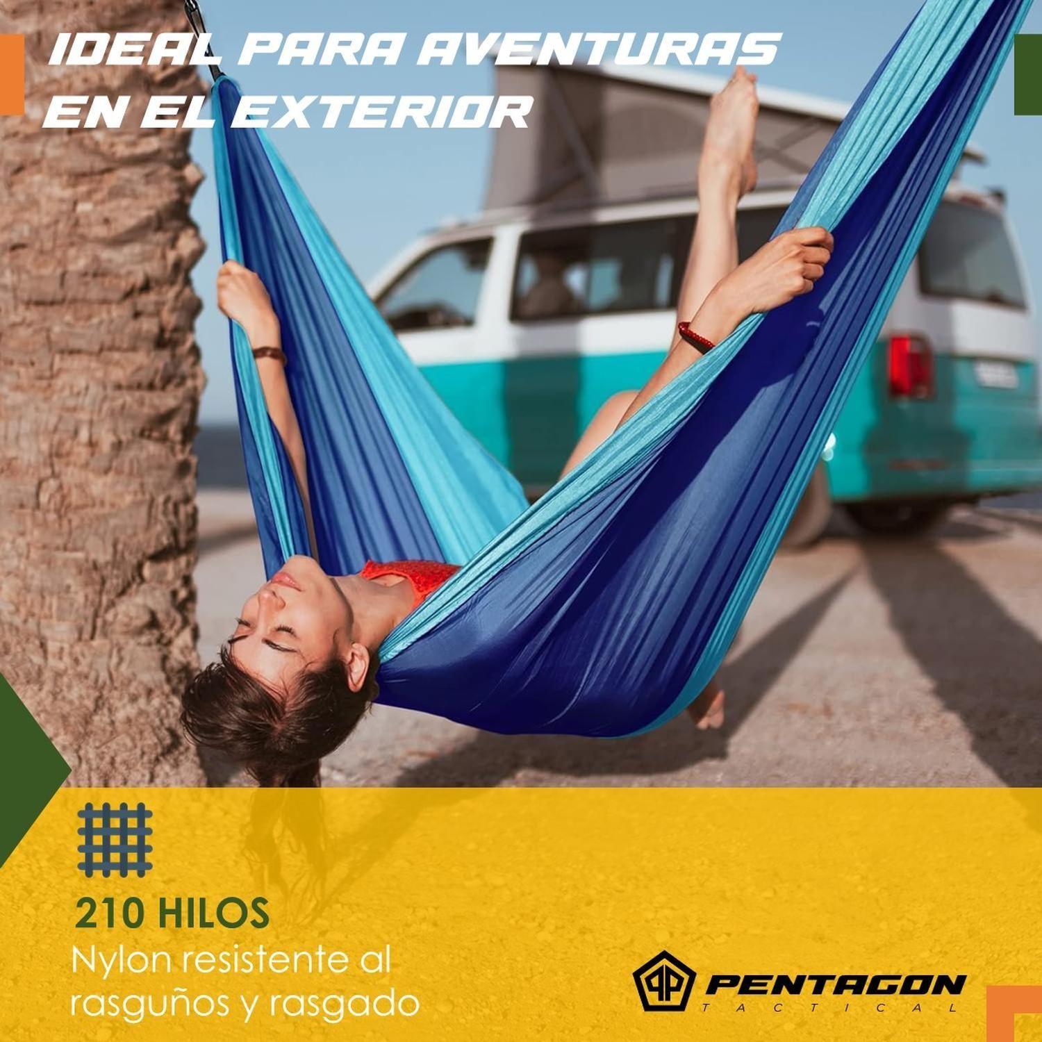 Hamaca Colgante Doble Pentagon Camping Outdoor + Bolso y Acc-2