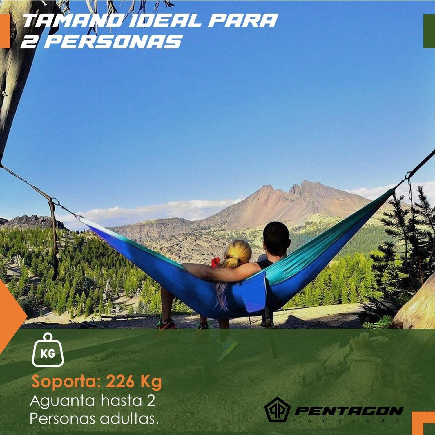Hamaca Colgante Doble Pentagon Camping Outdoor + Bolso y Acc-3