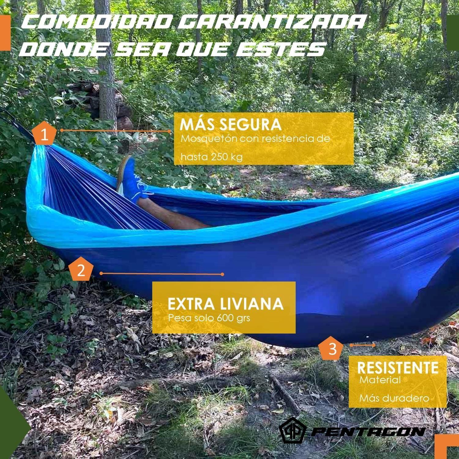 Hamaca Colgante Doble Pentagon Camping Outdoor + Bolso y Acc-4