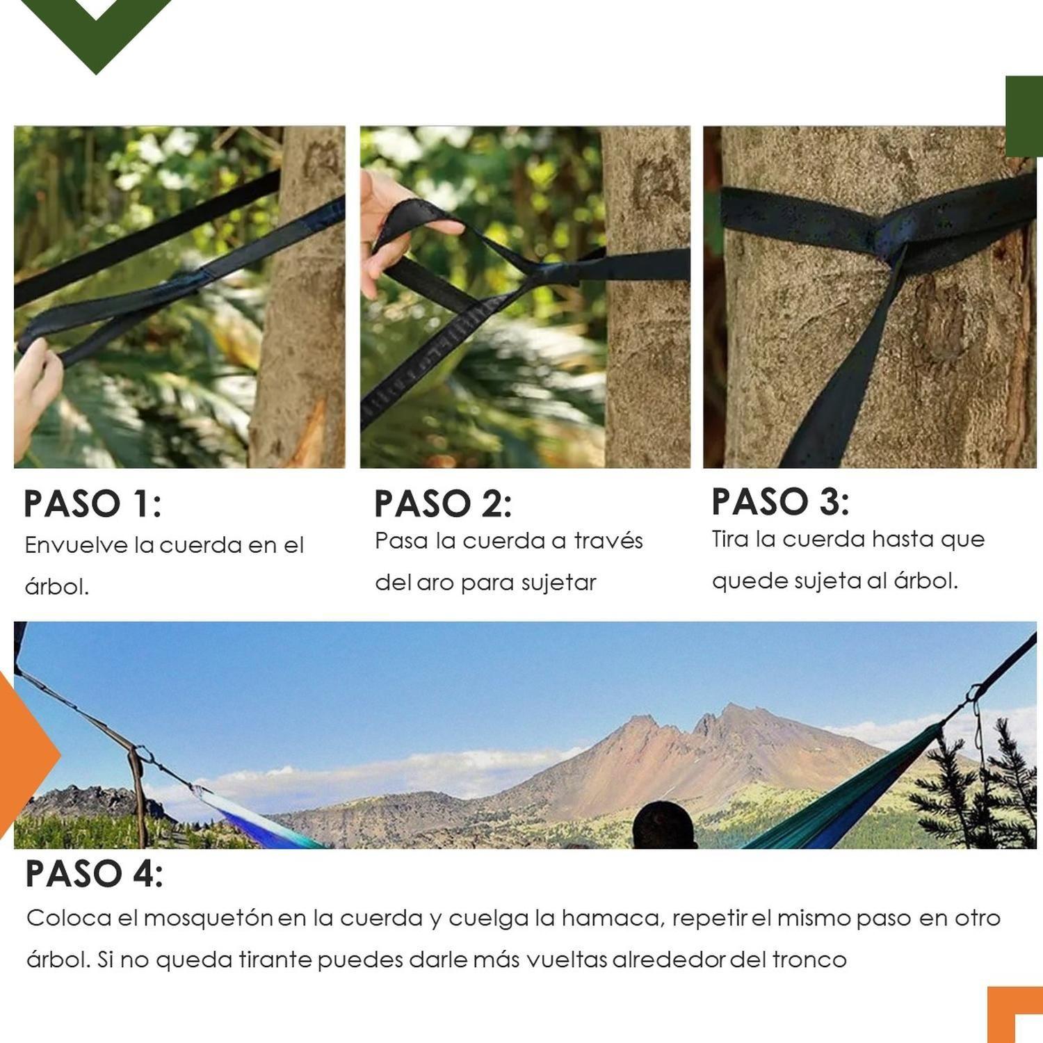 Hamaca Colgante Doble Pentagon Camping Outdoor + Bolso y Acc-6