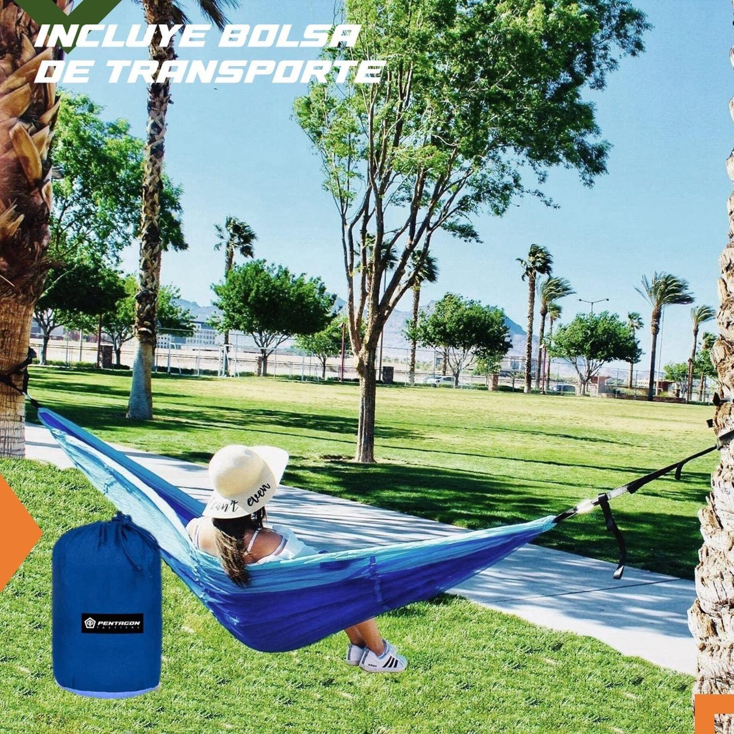 Hamaca Colgante Doble Pentagon Camping Outdoor + Bolso y Acc-7