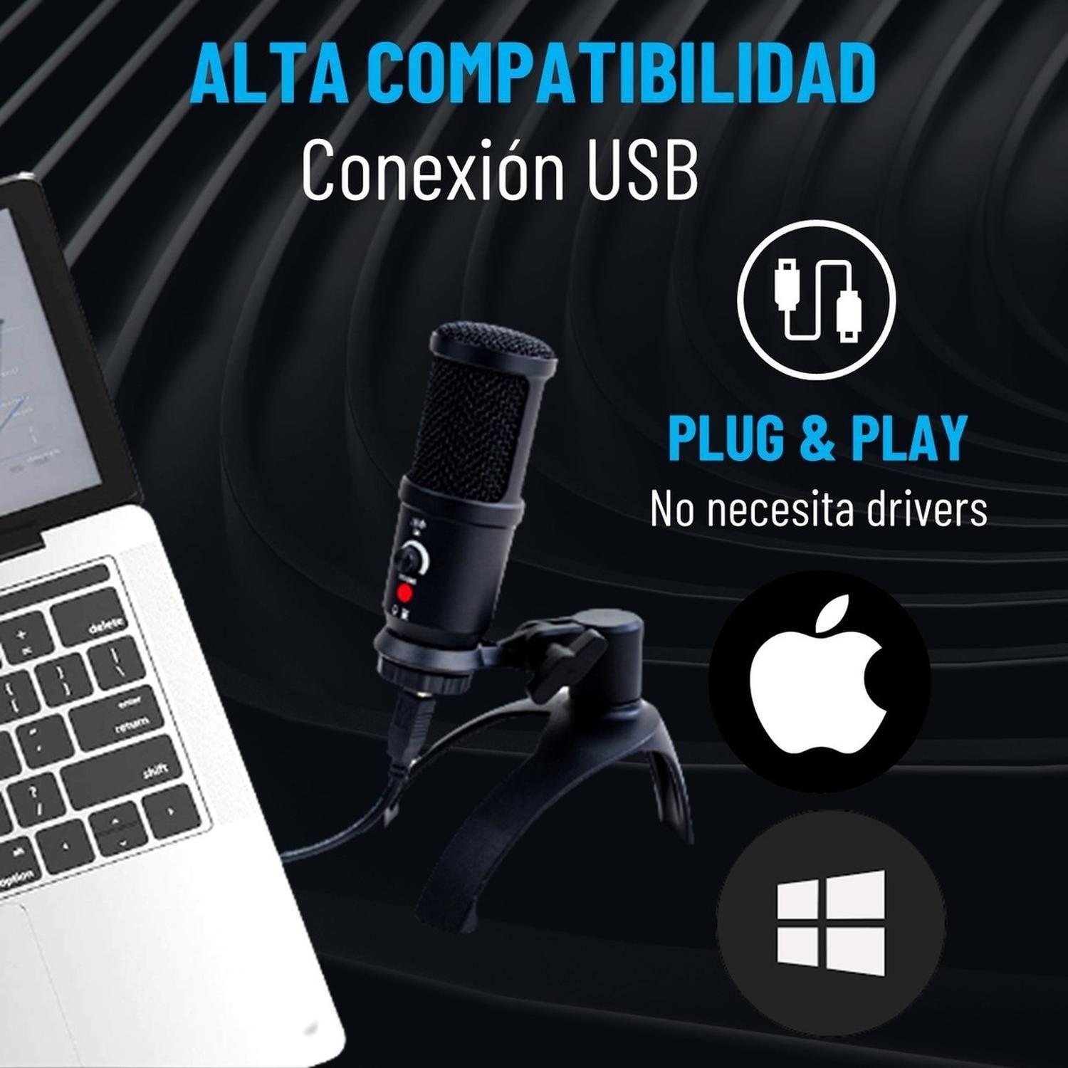 Microfono Condensador Cardioide Linkon Usb tripode vol mute-4