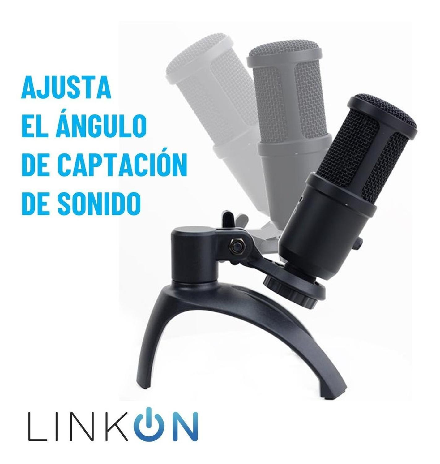 Microfono Condensador Cardioide Linkon Usb tripode vol mute-5