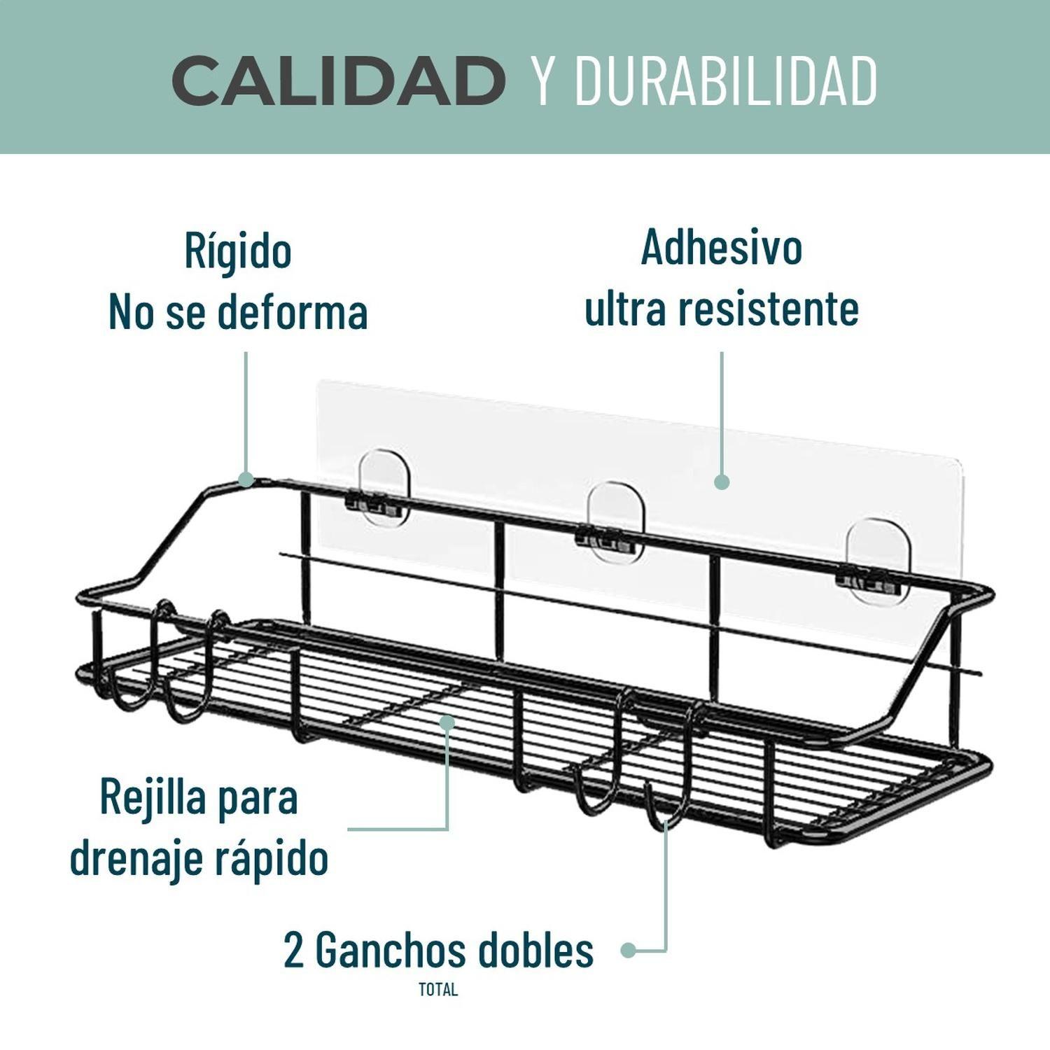 Organizador De Ducha Set X2 Repisa Baño Adhesivo Inoxidable  Gris Oscuro Grey Black-2