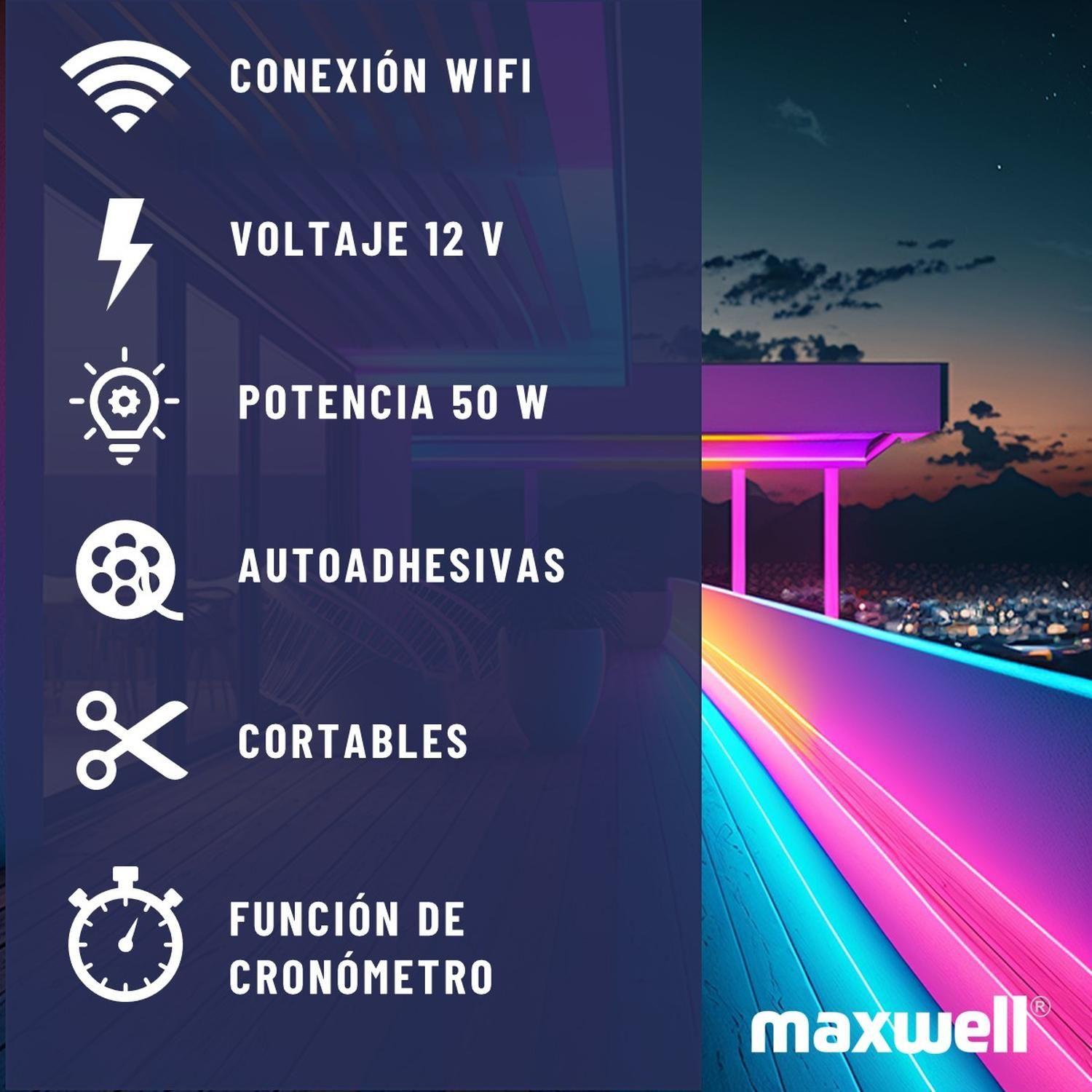 Tira Cinta Luces Led RGB Wifi Maxwell 20 Metros Total Kit-5