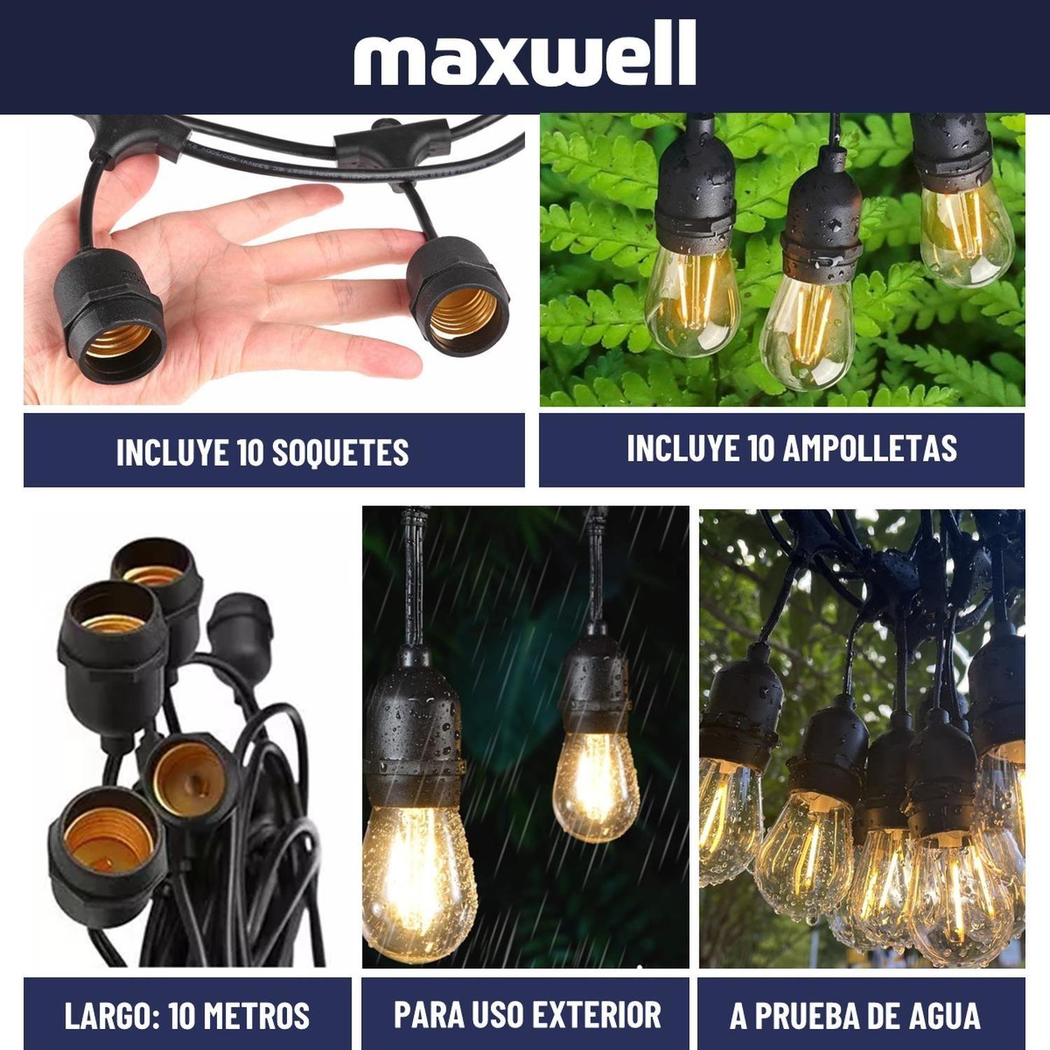 Guirnalda Luces LED Terraza 10 Mts + 10 Ampolletas Maxwell-2