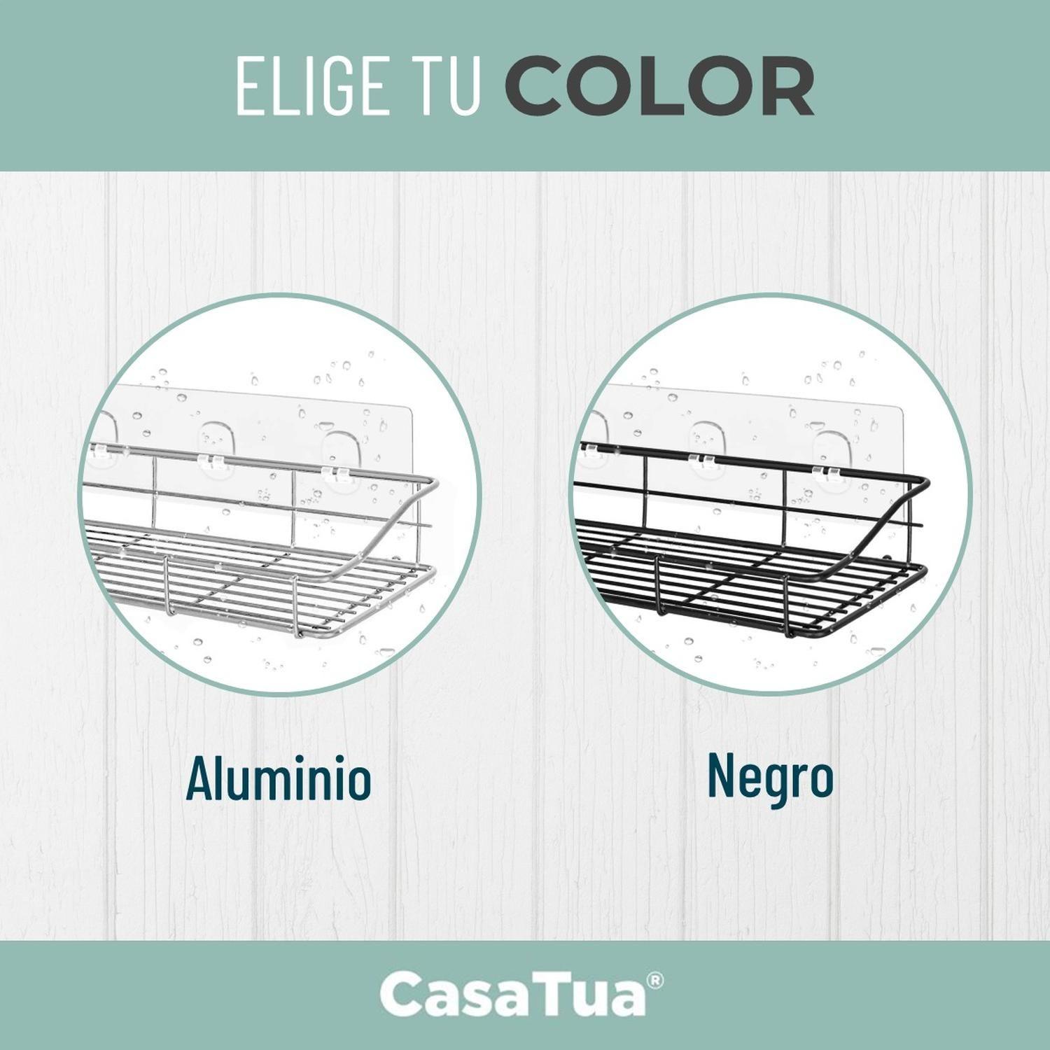 Organizador De Ducha Set X2 Repisa Baño Adhesivo Inoxidable Plateado-7