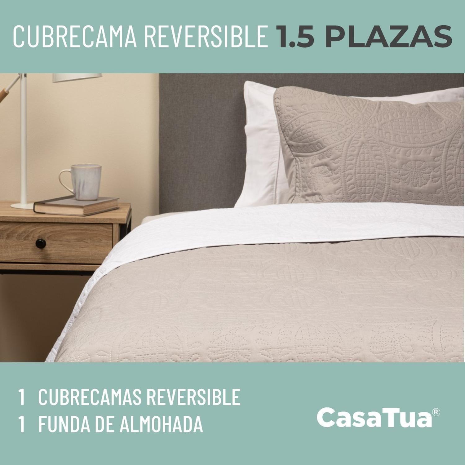 Cubrecama Quilt Reversible +Funda Almohada 1,5 Plaza-4