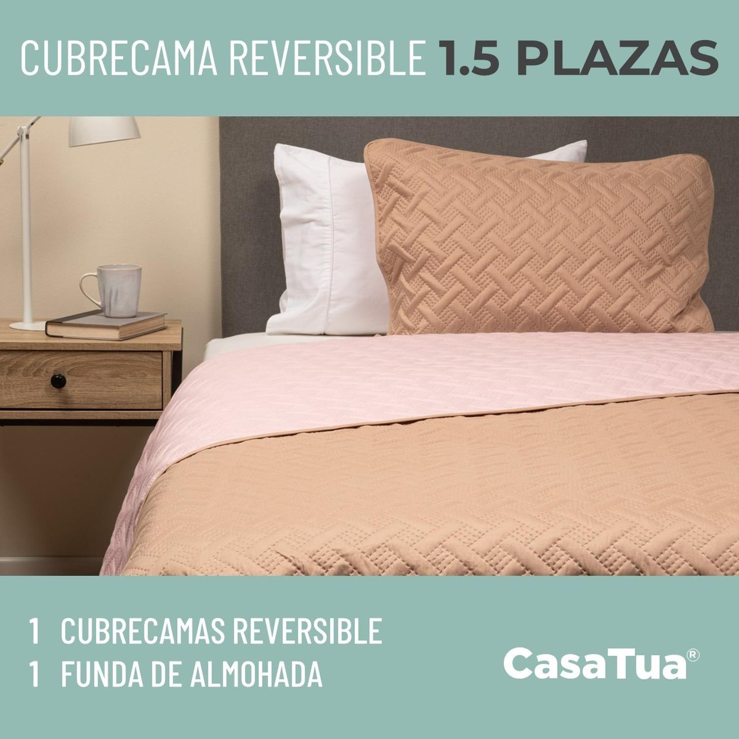 Cubrecama Quilt Reversible +Funda Almohada 1,5 Plaza-4