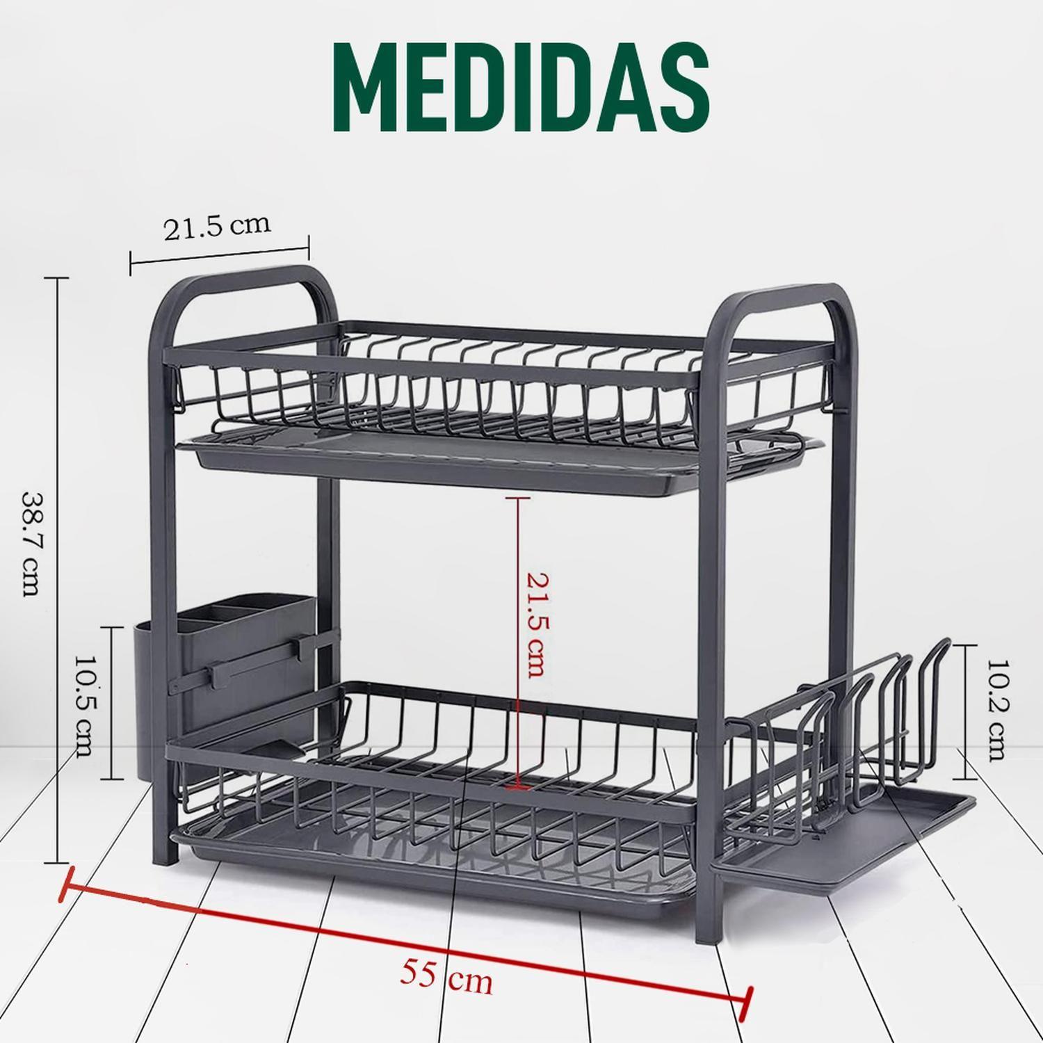 Secaplatos Escurridor Inoxidable 2 Niveles Gran Capacidad-5