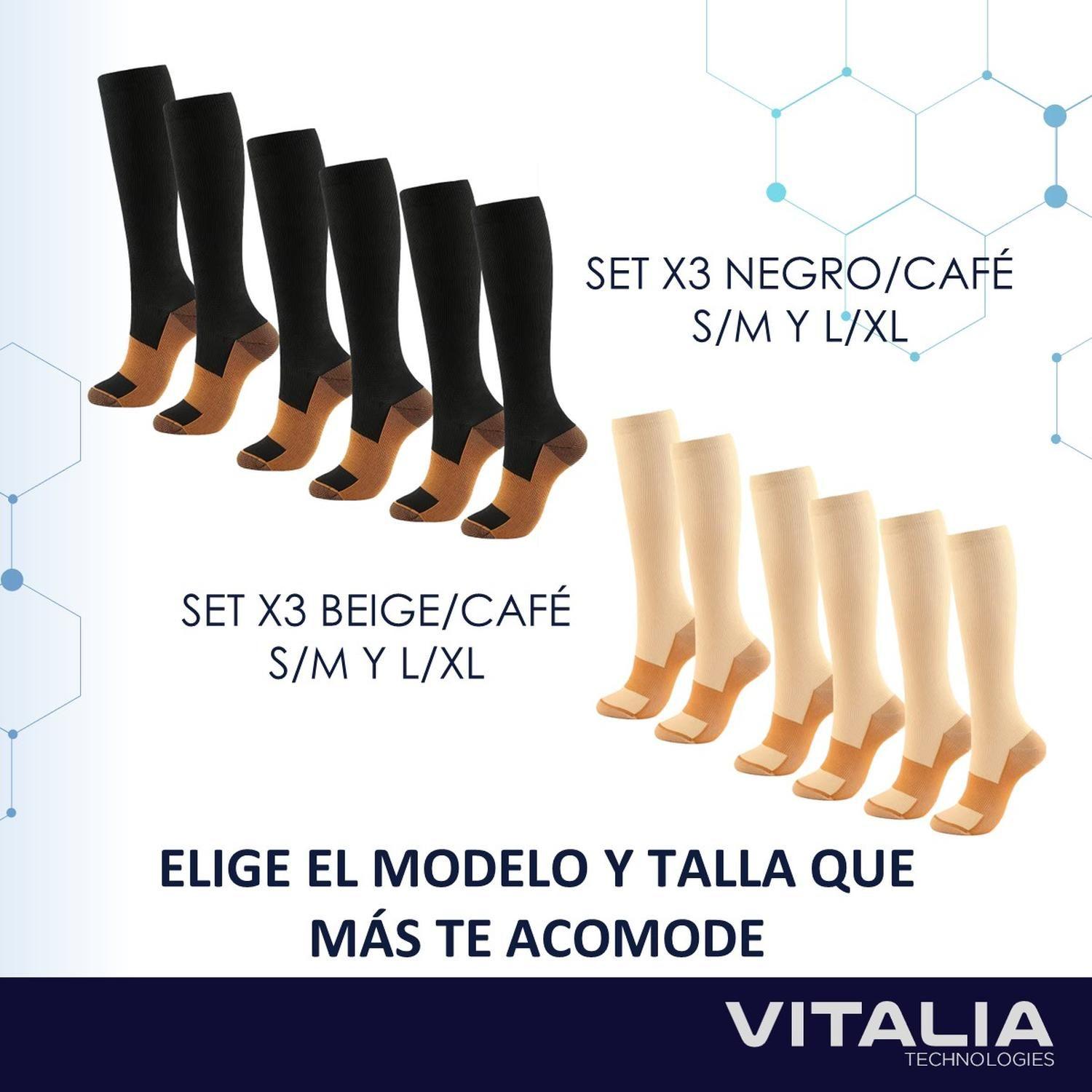 Medias Calcetines de Compresion Cobre Pack 3 Pares Vitalia-7