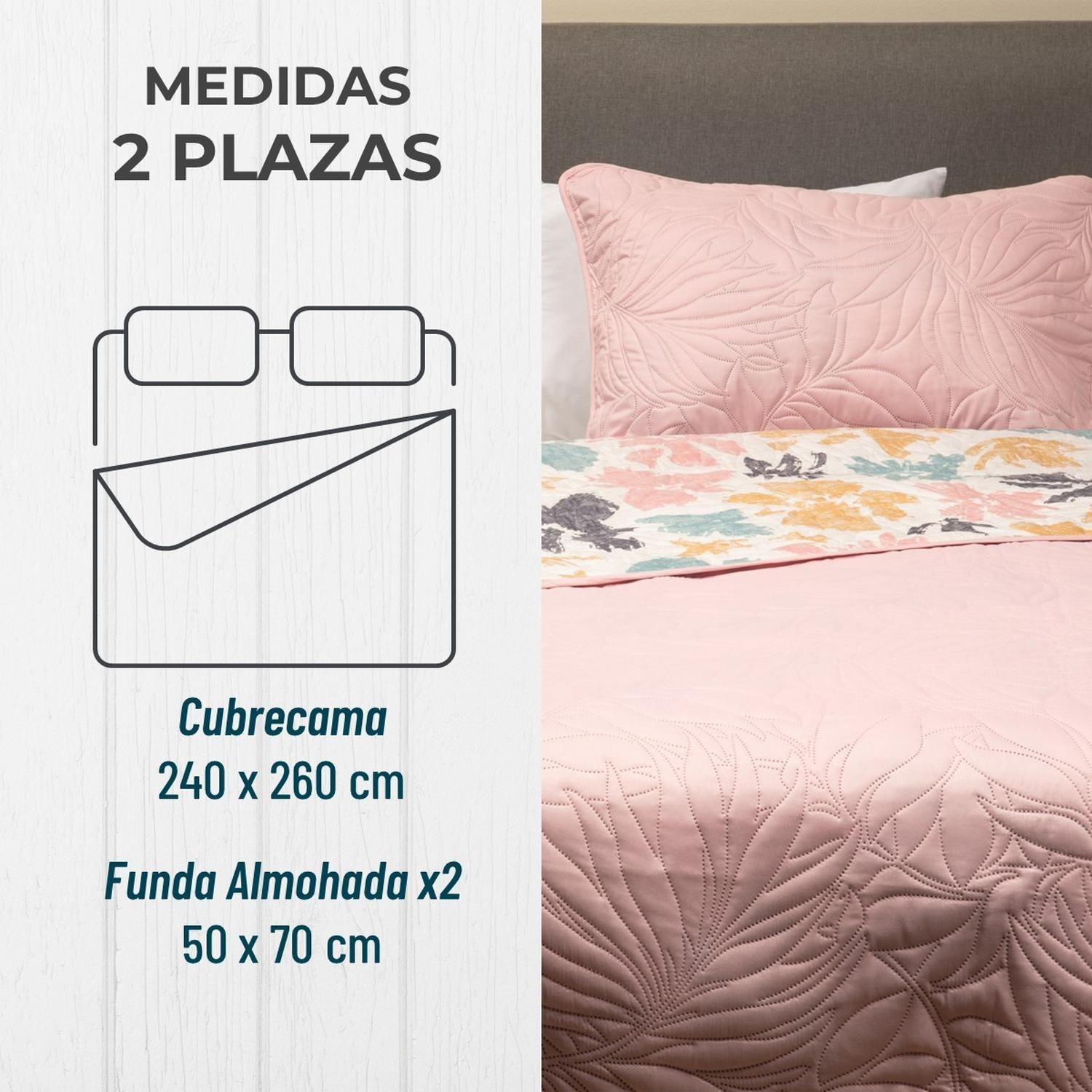 Cubrecama Cobertor 2 Plazas Quilt Estampado Reversible Set-1