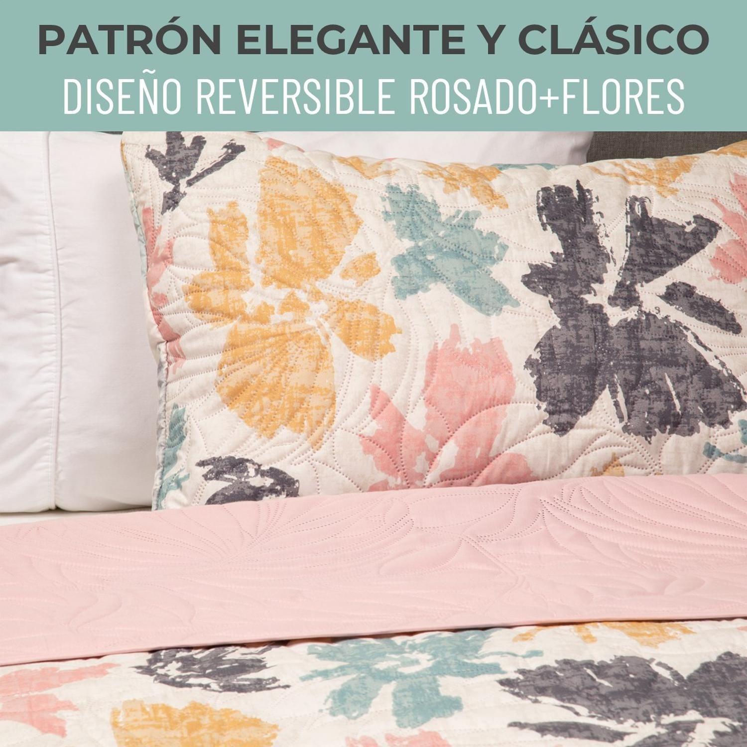 Cubrecama Cobertor 2 Plazas Quilt Estampado Reversible Set-4