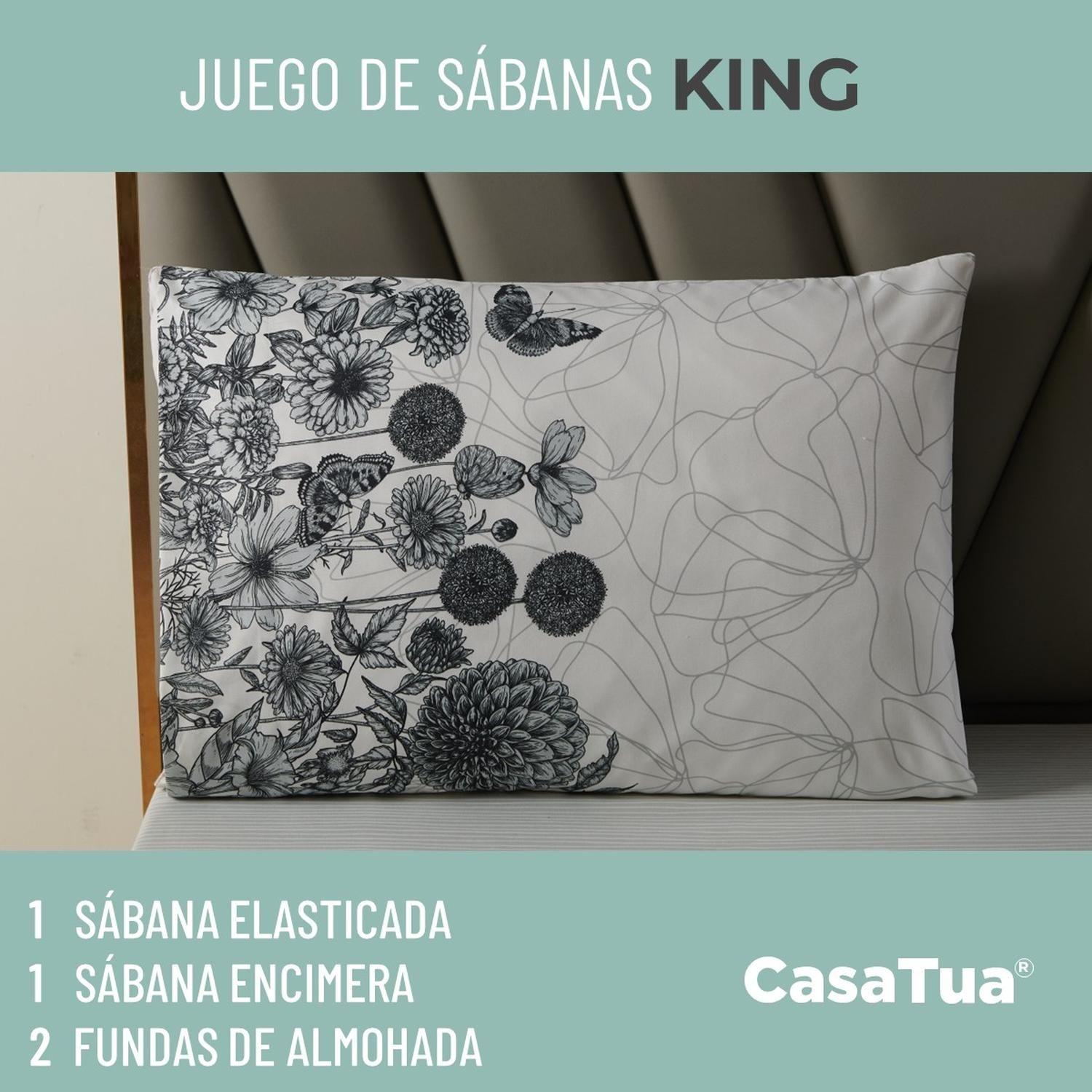 Juego Sabanas Estampadas Ultra Suave +Funda Almohada Casatua KingDiseño 4-3