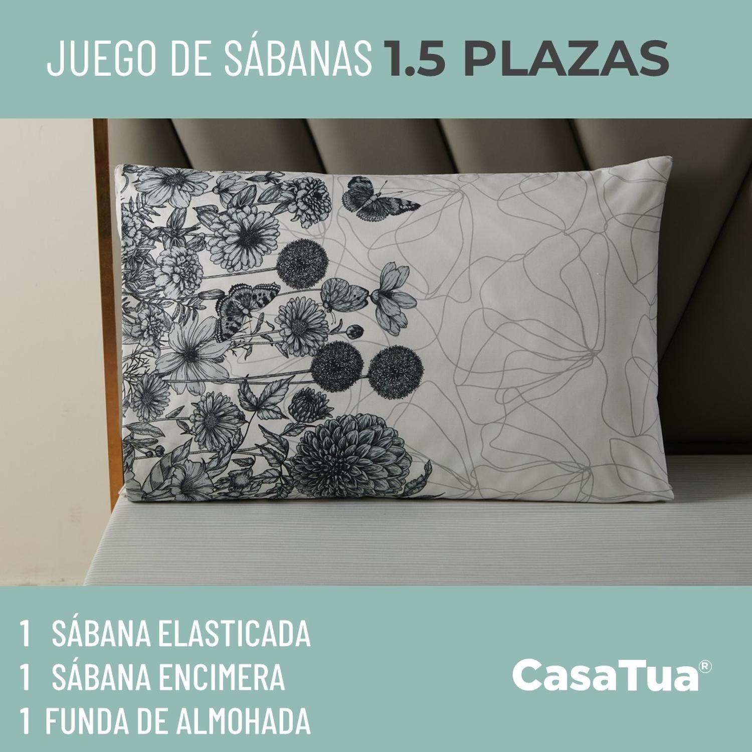 Juego Sabanas Estampadas Ultra Suave +Funda Almohada Casatua 1.5 PlazasDiseño 4-3