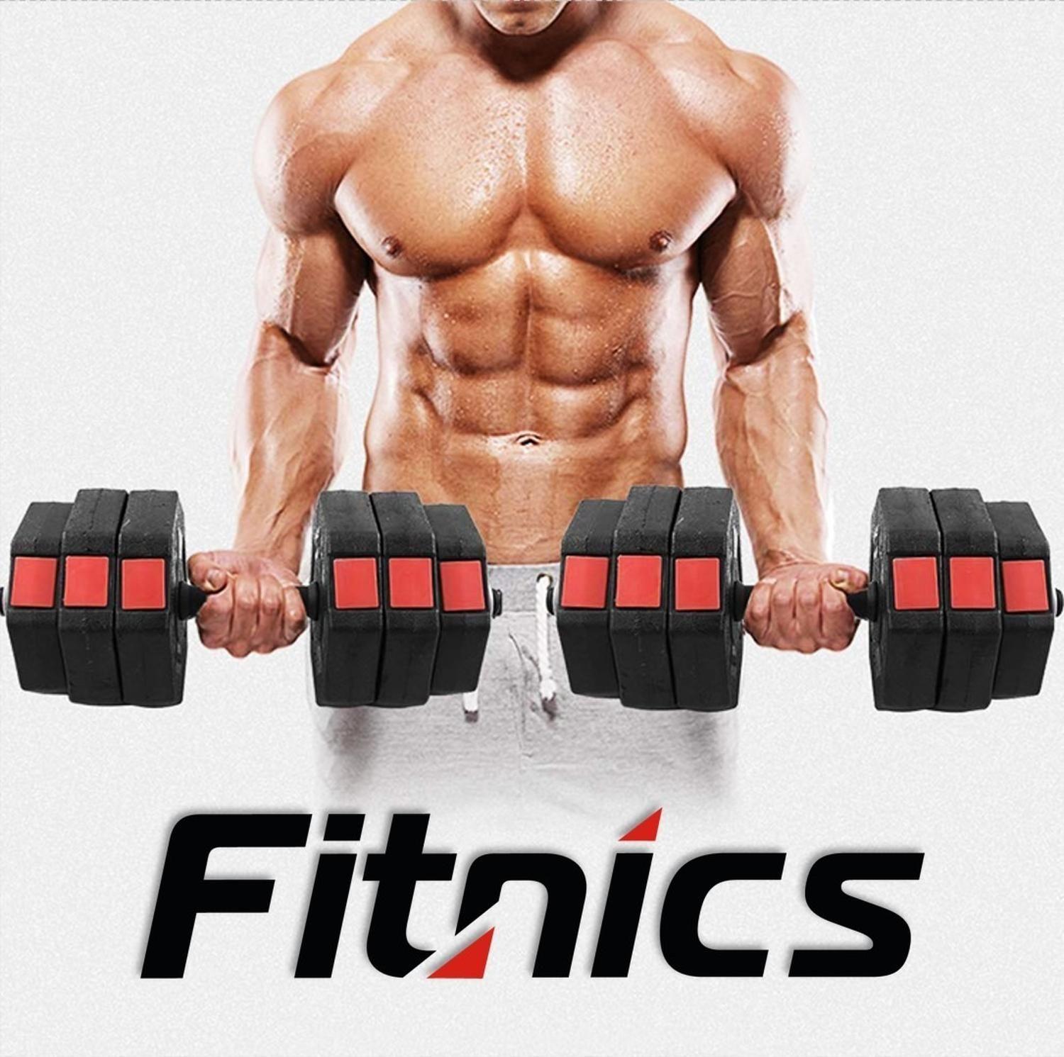 Mancuernas Ajustables Set 2en1 Fitnics + Barra Peso Tot 10kg-5