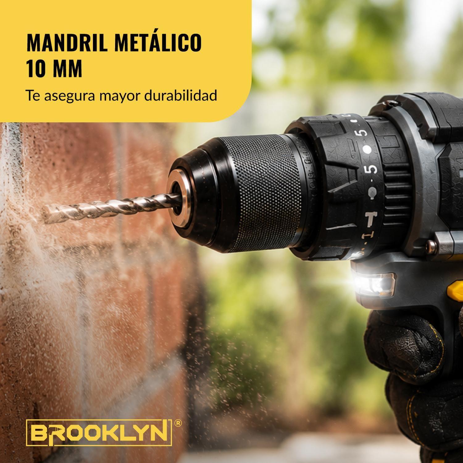Taladro Inalambrico Percutor Brooklyn Brushless 20v + 2 Bat-6