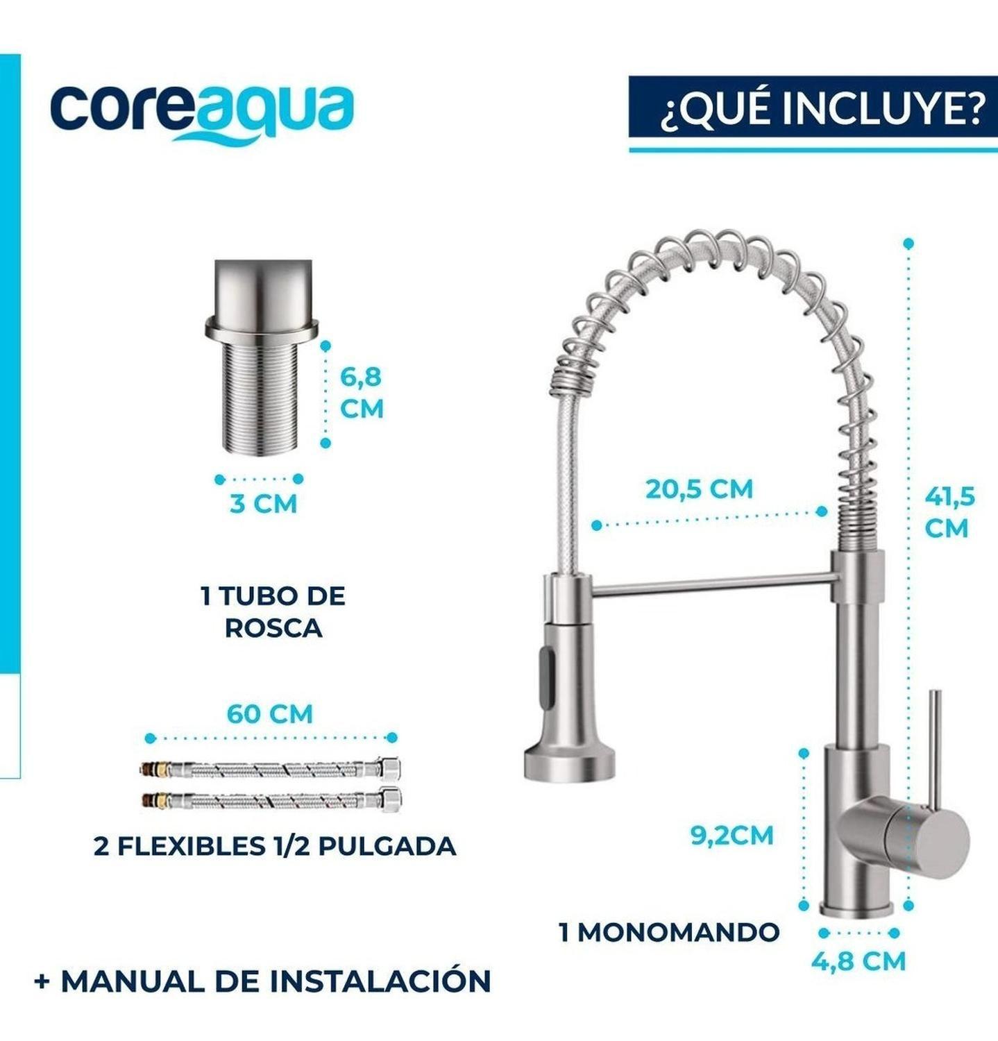 Llave Monomando Lavaplatos Flexible Griferia Niquel-8