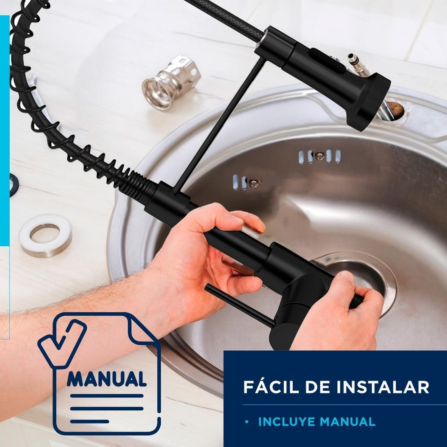 Llave Monomando Lavaplatos Flexible Griferia Niquel-5