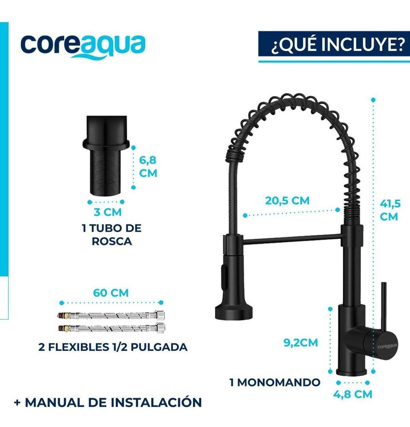 Llave Monomando Lavaplatos Flexible Griferia Niquel-7