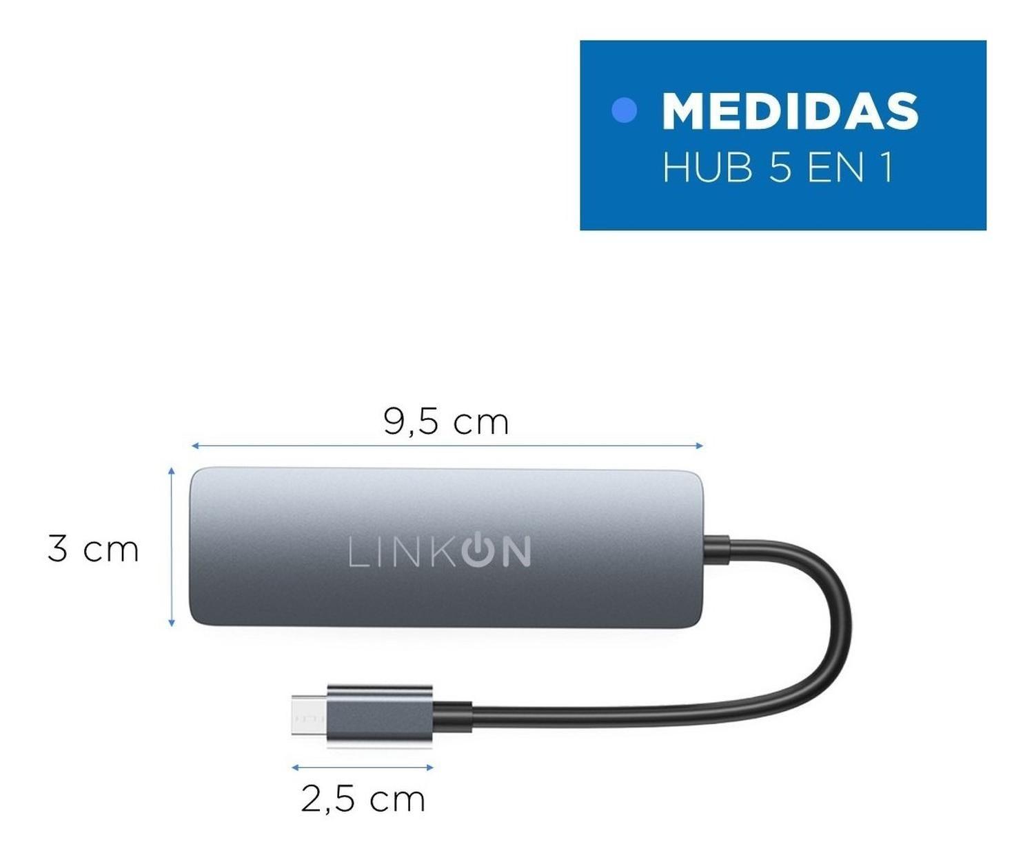 Hub Adaptador Usb Tipo C 5 en 1 Linkon Para Mac Macbook Win-7