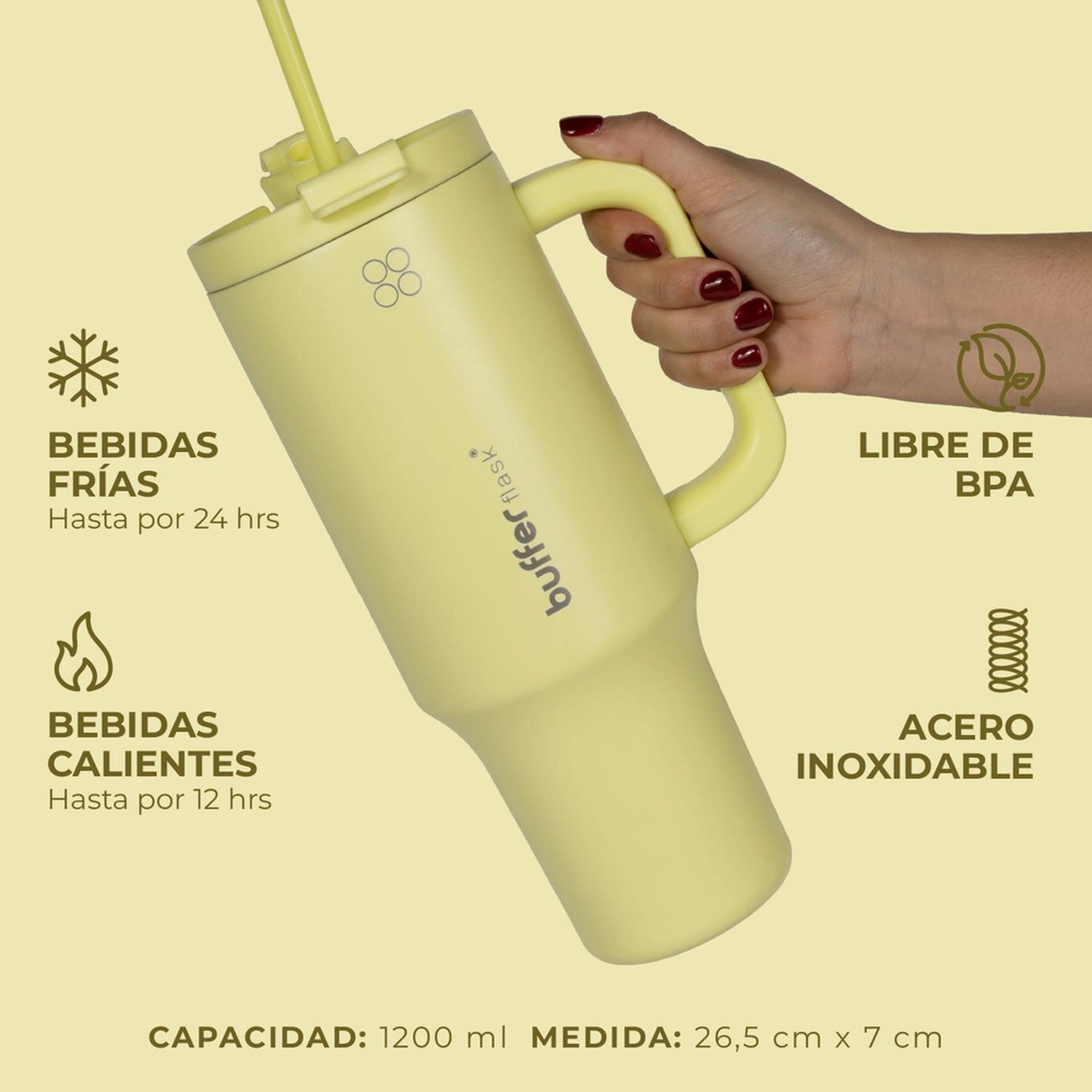 Vaso Termico Vaso Mug Termo 1,2L Acero Inox Buffer Amarillo-2
