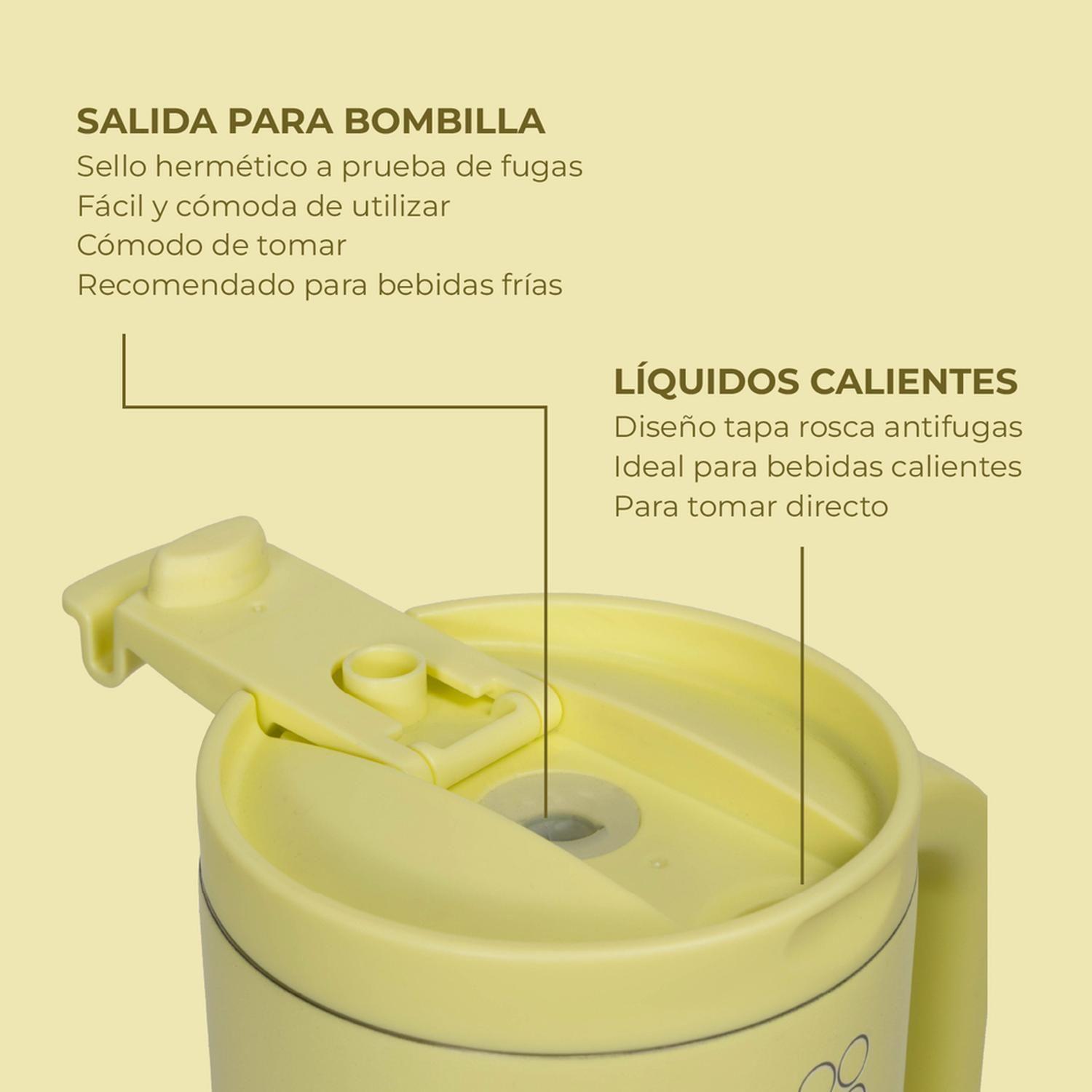 Vaso Termico Vaso Mug Termo 1,2L Acero Inox Buffer Amarillo-4