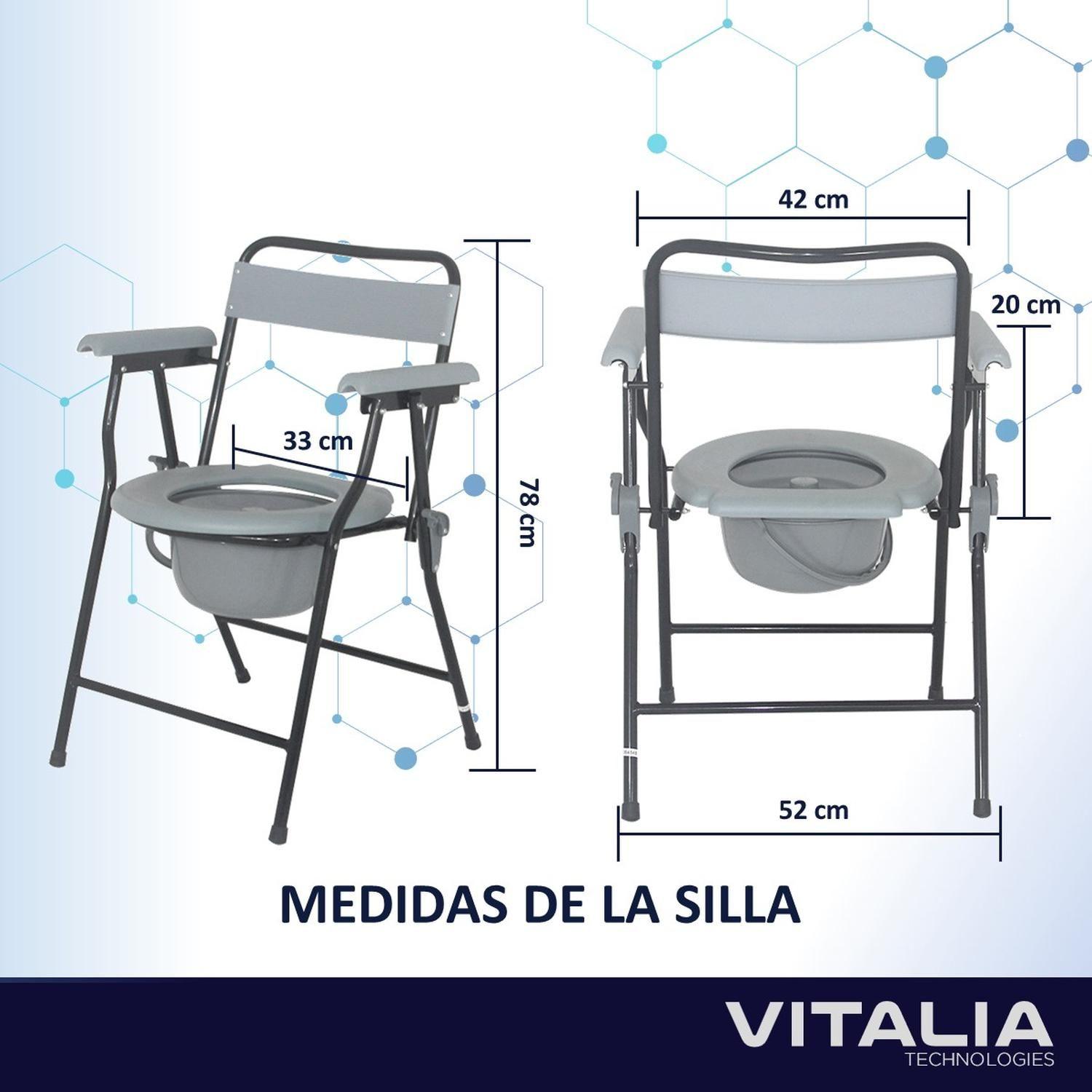 Silla de Baño Ducha Adulto Mayor Vitalia Plegable Portatil-6