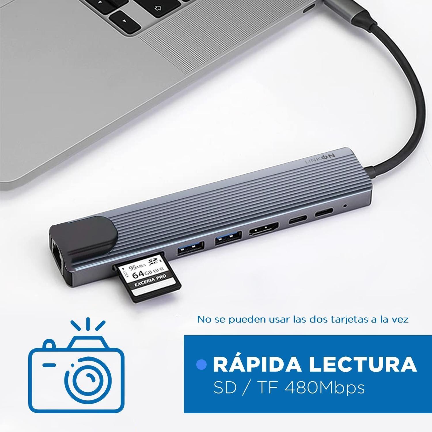 Hub Adaptador Usb Tipo C 8 En 1 Linkon Para Mac Macbook-4