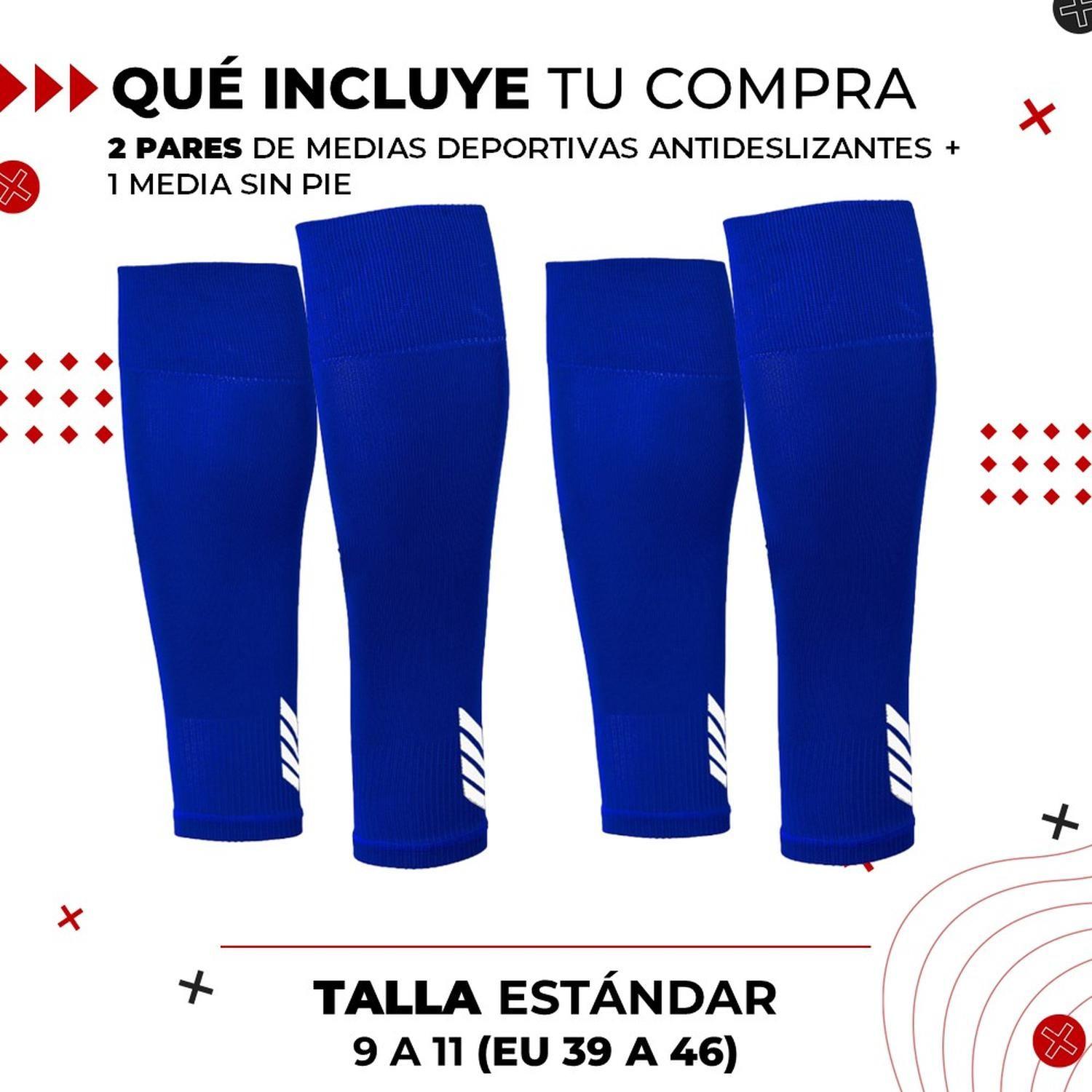 Medias Futbol Deportivas Sin Pie Pantorrillera Fitnics Set 2 azul-7