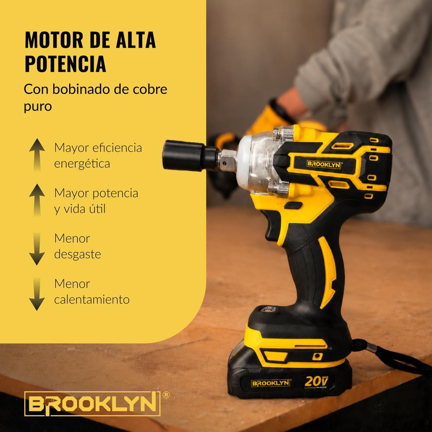 Llave de Impacto Inalambrica Brooklyn 320nm 20V + 2 Baterías-2