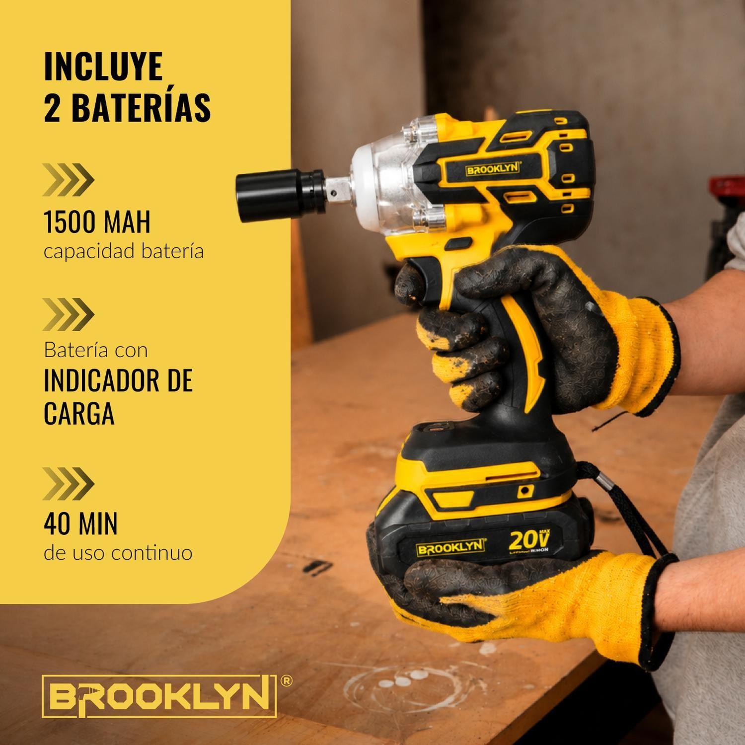 Llave de Impacto Inalambrica Brooklyn 320nm 20V + 2 Baterías-3