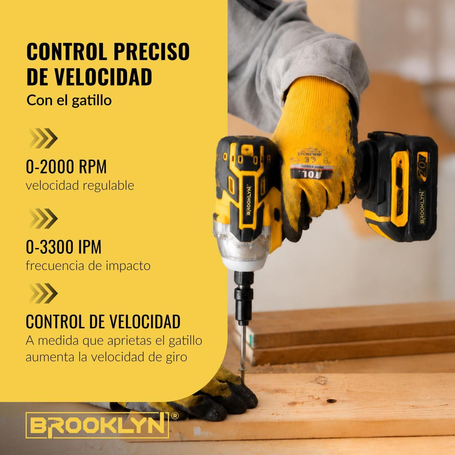 Llave de Impacto Inalambrica Brooklyn 320nm 20V + 2 Baterías-4