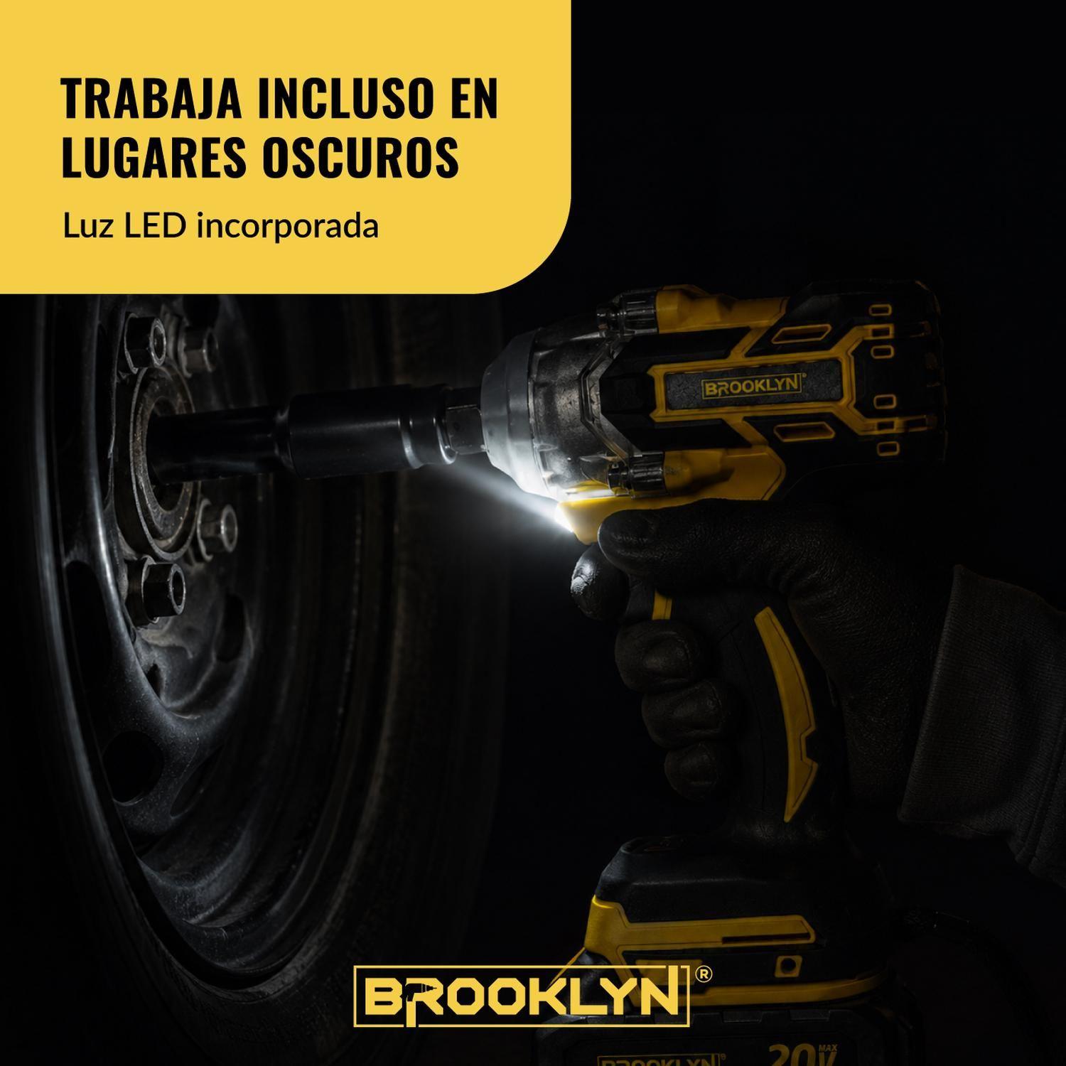 Llave de Impacto Inalambrica Brooklyn 320nm 20V + 2 Baterías-6