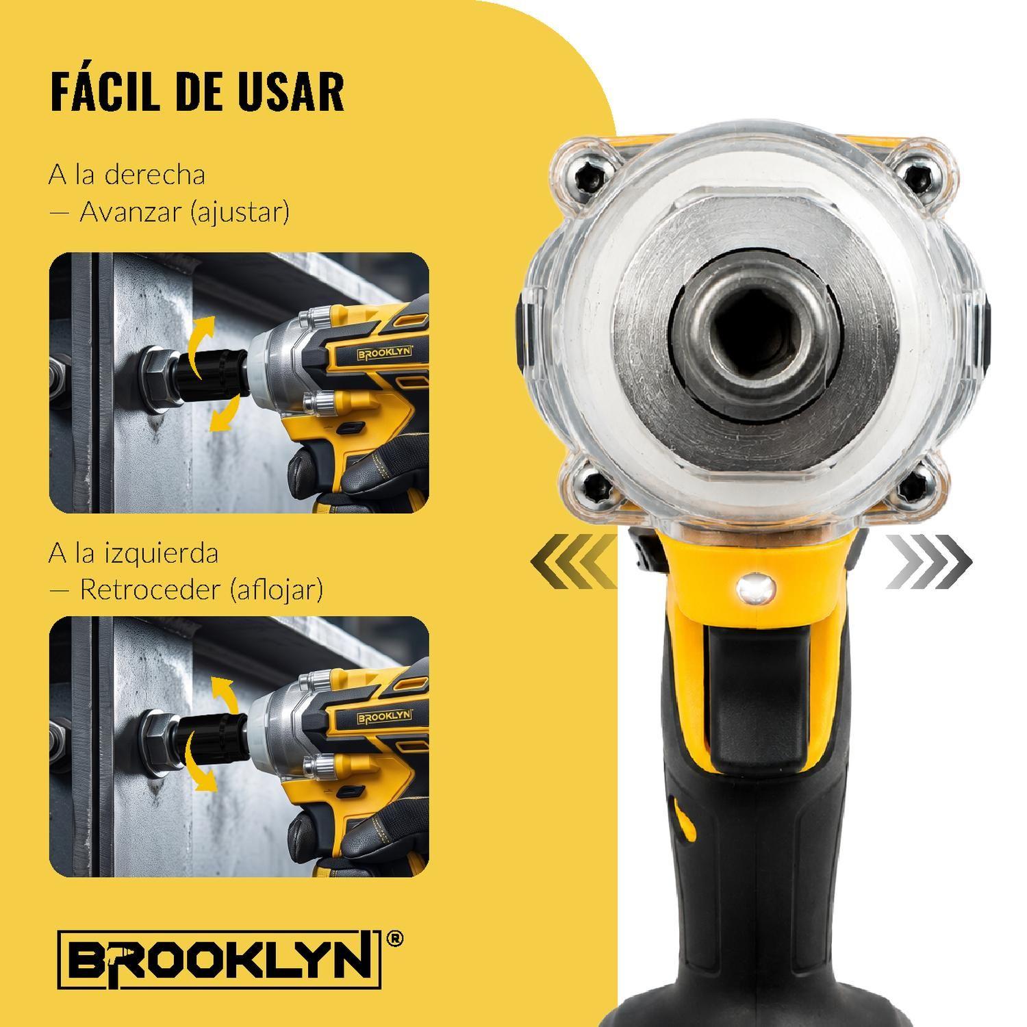 Llave de Impacto Inalambrica Brooklyn 320nm 20V + 2 Baterías-5