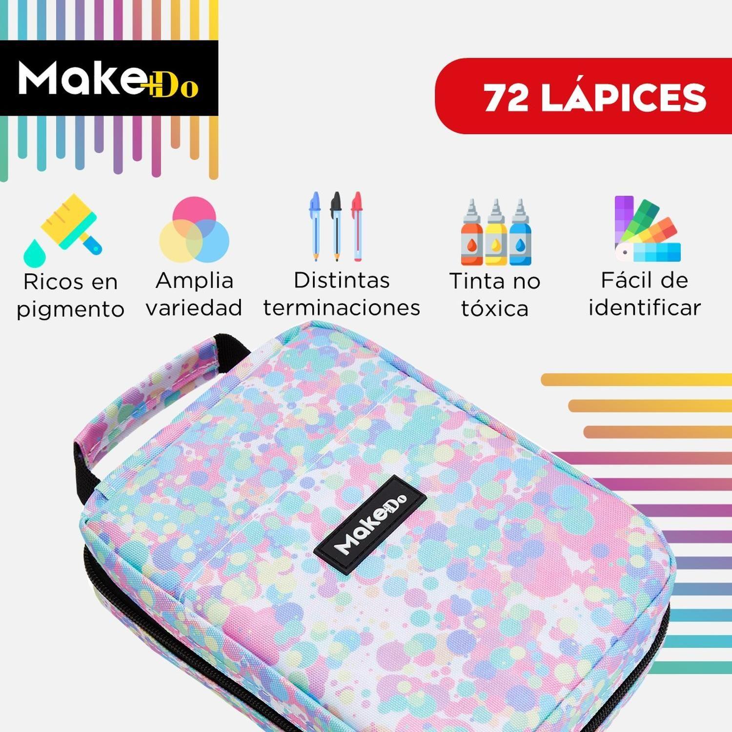 Lapices Gel Set de 72 Colores Incluye Estuche Make+Do-1