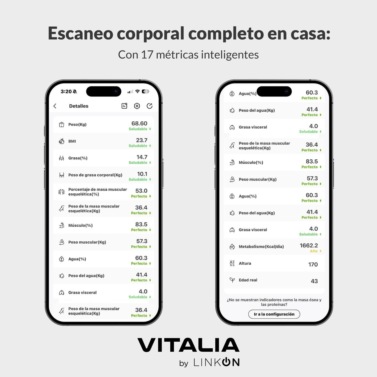 Pesa Inteligente Balanza Digital Vitalia Bluetooth Baño IMC-2