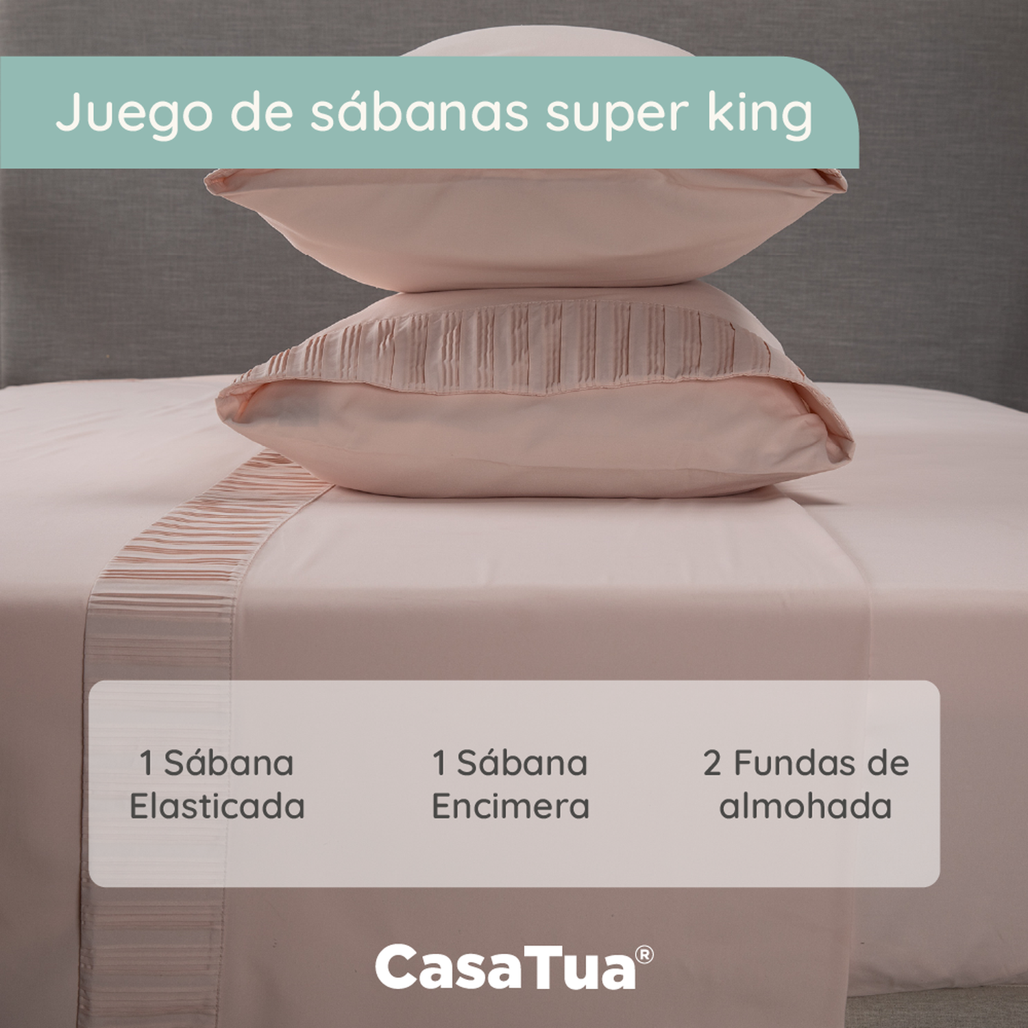 Sabanas Hotel Suave 1800 Casatua + 1 Funda Almohada Súper King-1