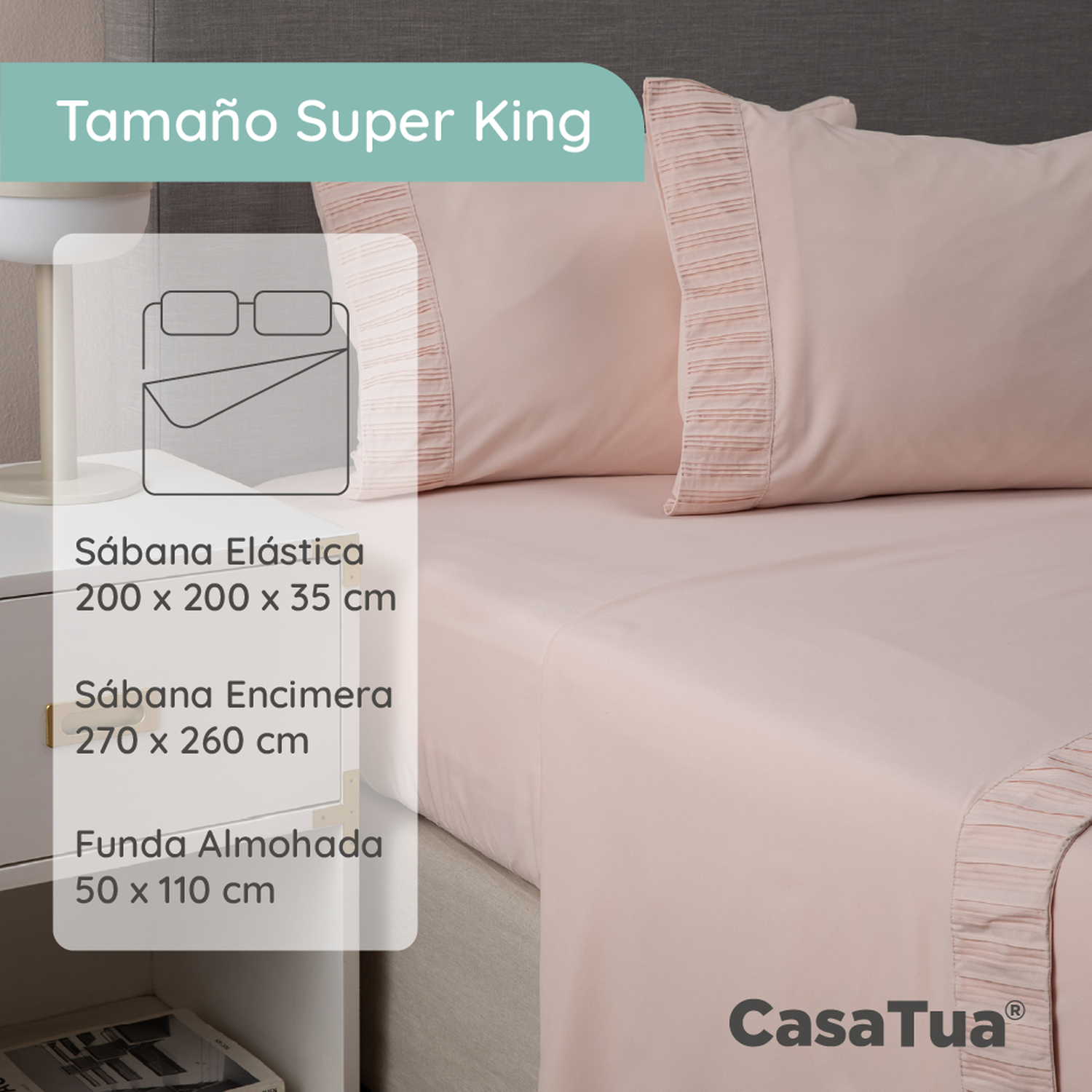Sabanas Hotel Suave 1800 Casatua + 1 Funda Almohada Súper King-2