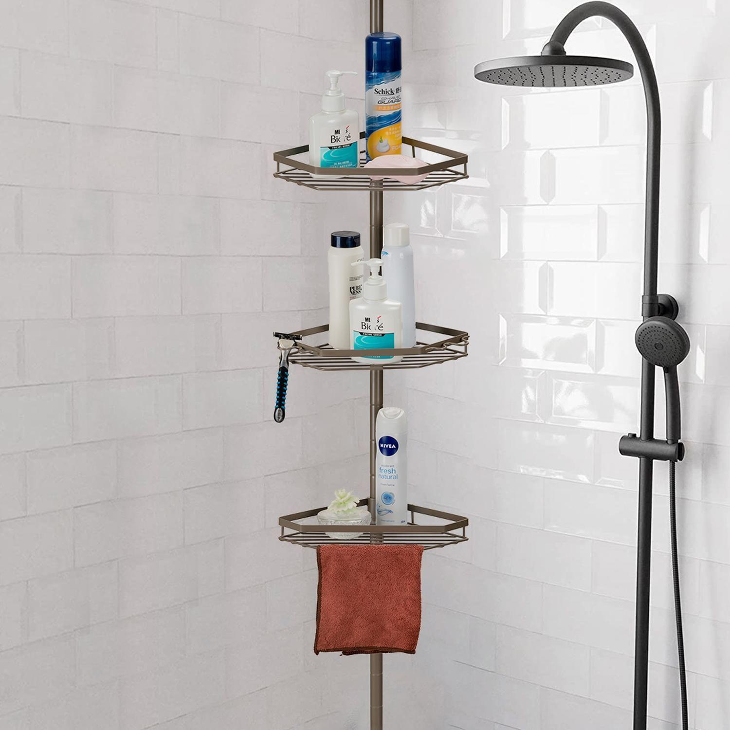 Esquinero De Ducha Metálico Inoxidable Organizador Ajustable-0