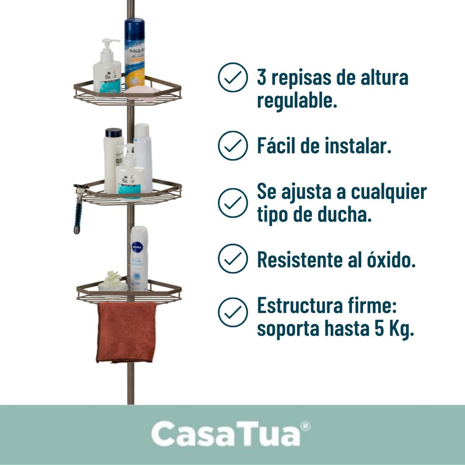 Esquinero De Ducha Metálico Inoxidable Organizador Ajustable-1