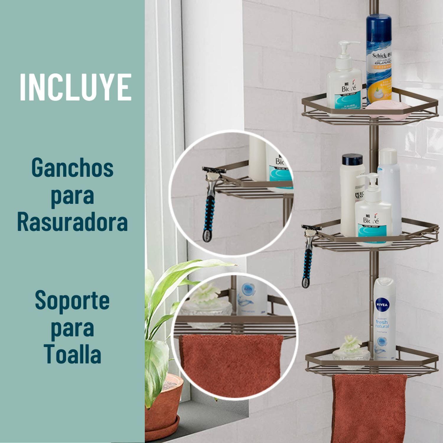 Esquinero De Ducha Metálico Inoxidable Organizador Ajustable-4