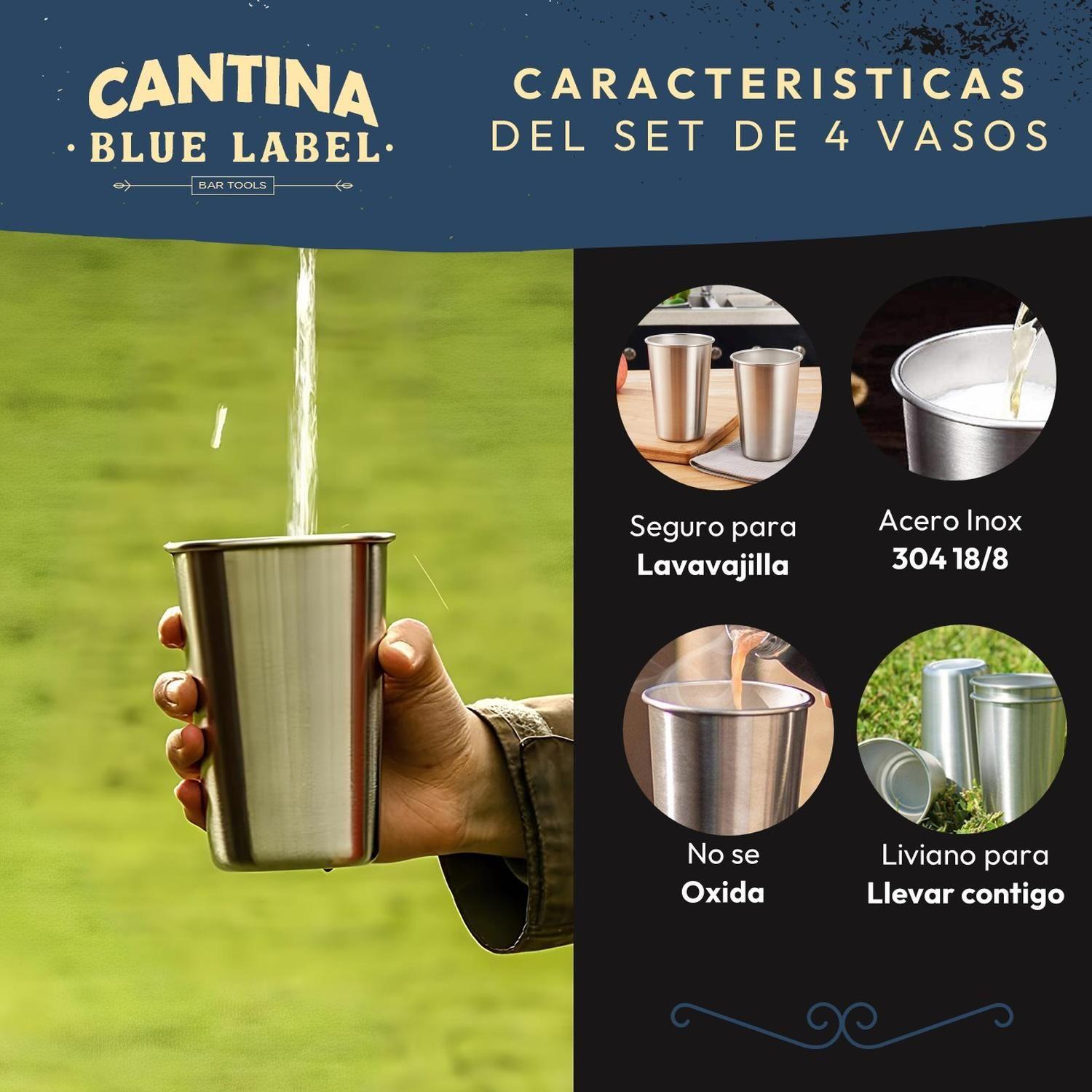 Vasos Acero Inoxidable Alta Calidad para Frio y Calor Set x4-1