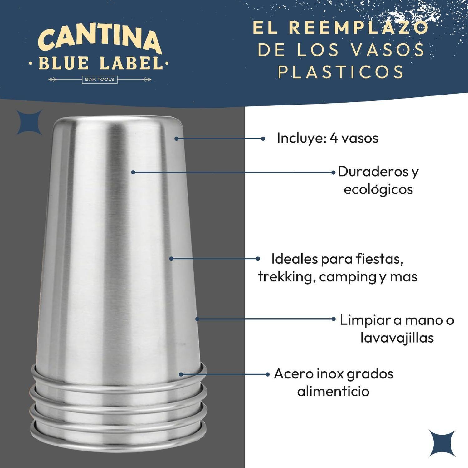 Vasos Acero Inoxidable Alta Calidad para Frio y Calor Set x4-4